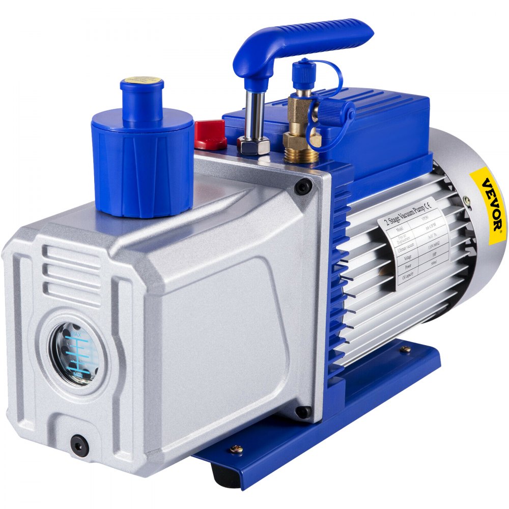 VEVOR Vacuum Pump 12CFM 1HP Vane Vacuum Pump Two Stage 3 x 10-1 Pa Ultimate HVAC Rotary Auto AC Refrigerant Vacuum Pump, for Automobile Reparation Vacuum Evacuation - VP280ZKB000000001V1