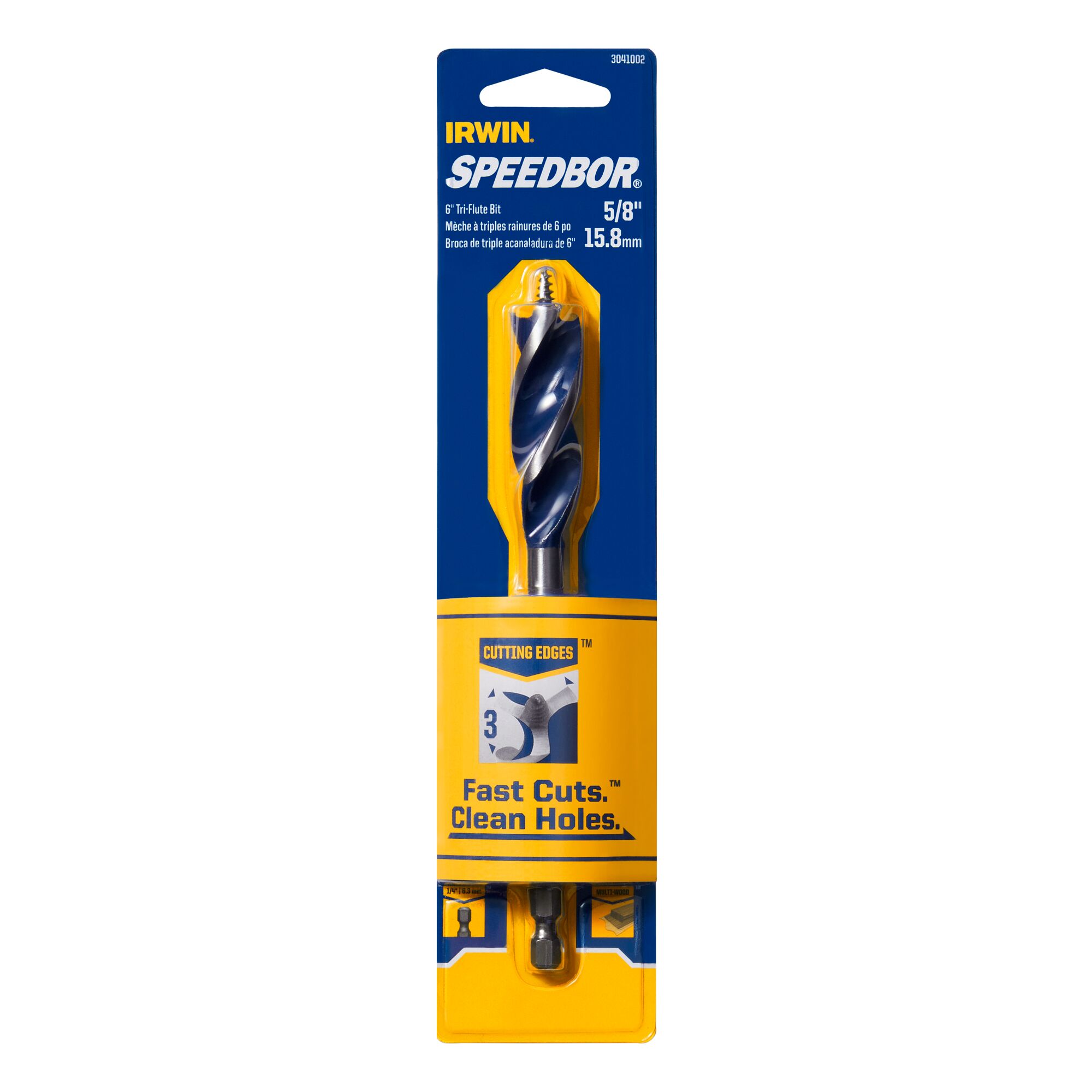 Broca de madera tri-flauta IRWIN SPEEDBOR MAX de 5/8 pulgadas x 6 pulgadas - 3041002