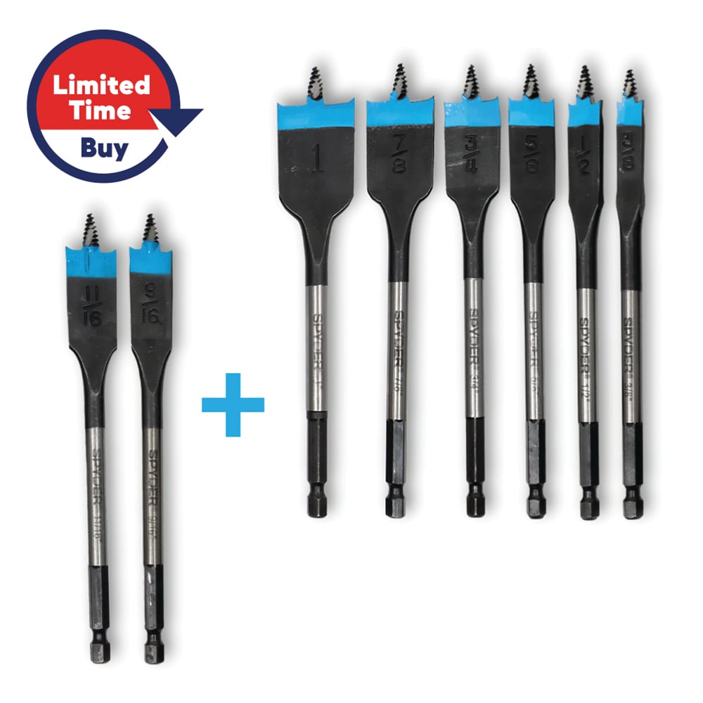 Set de brocas de pala para perforar madera Spyder Stinger de 6 piezas x 6 pulgadas - 11036-2 BONO