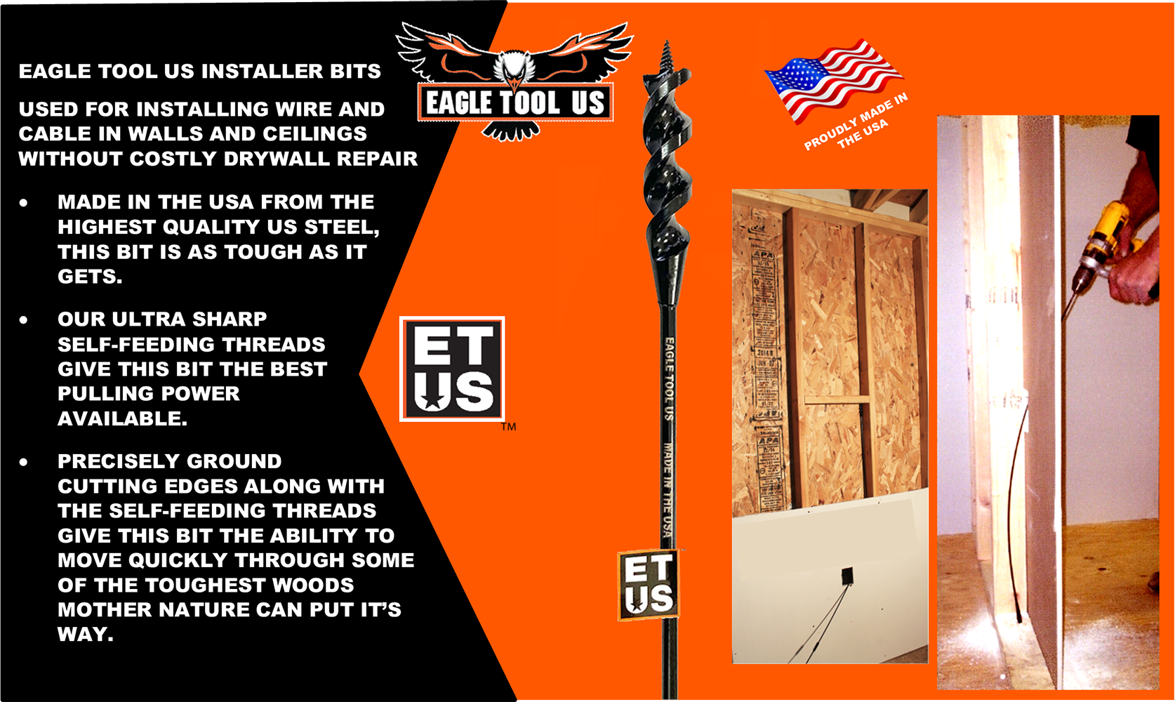Eagle Tool US Broca estilo broca Flex de 1 pulgada por 36 pulgadas para madera - EA10036