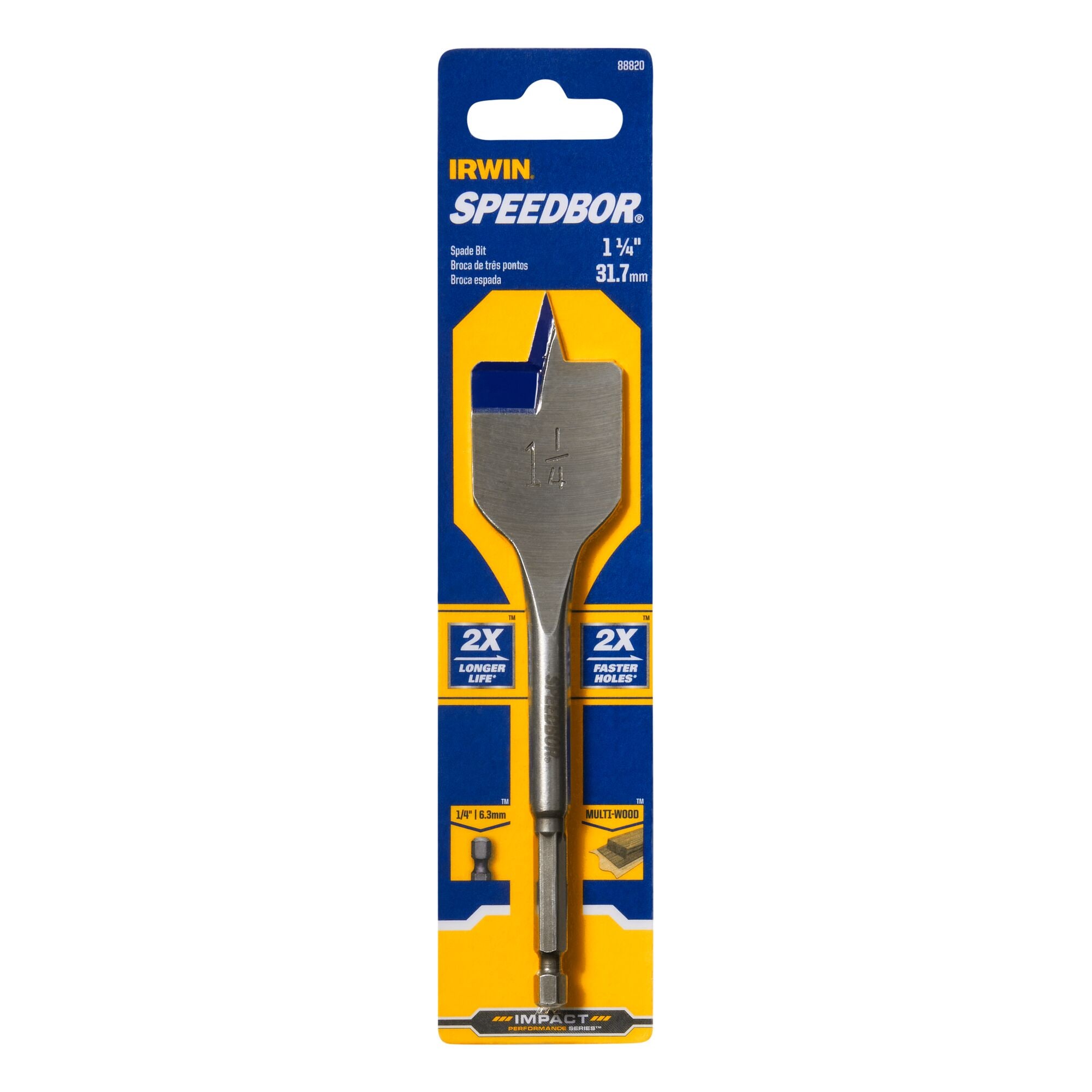 Longitud estándar de 1-1/4-pulg. x 6-pulg. Broca de pala para perforar madera de IRWIN - 88820BX