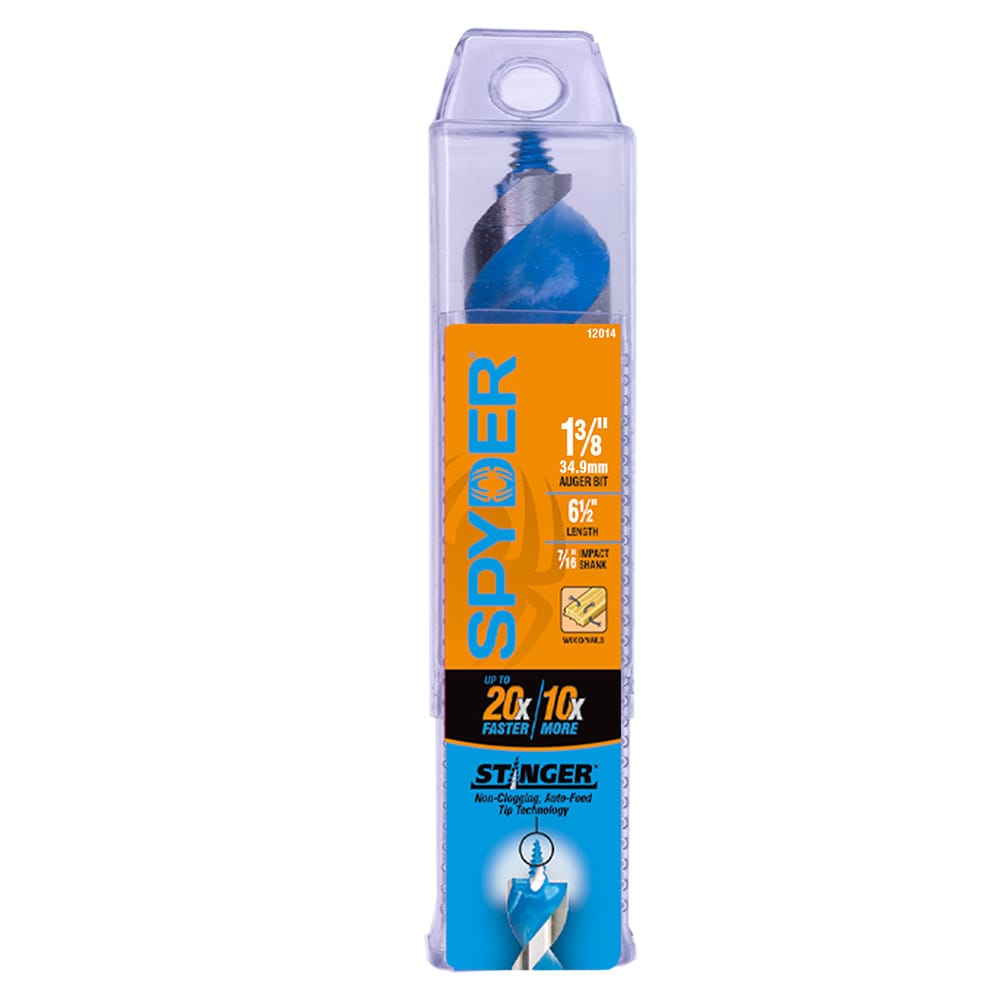 Broca de barrena para madera Spyder Stinger de 1-3/8 pulgadas x 6-1/2 pulgadas - 12014