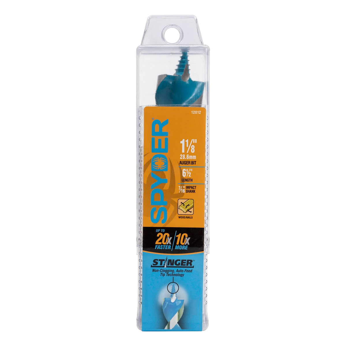 Broca barrena para madera Spyder Stinger de 1-1/8 pulgadas x 6-1/2 pulgadas - 12012