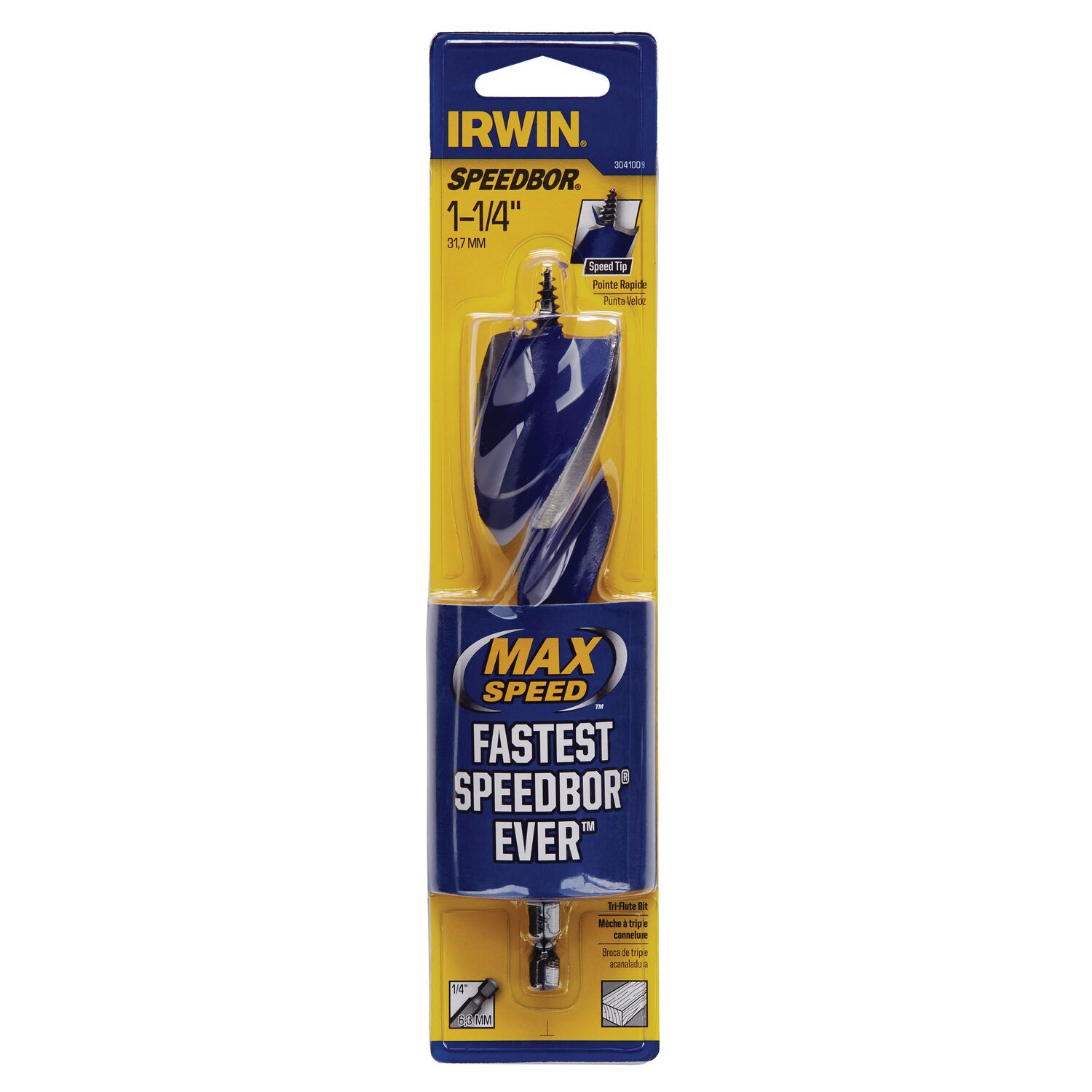 IRWIN SPEEDBOR MAX Broca de 1-1/4 pulgadas x 6 pulgadas de tres filos para madera - 3041009
