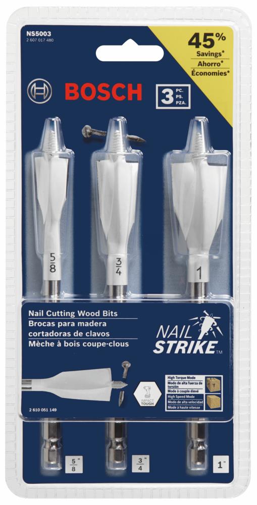 Set de 3 piezas de brocas para madera Bosch Bosch Nail Strike de 6 pulgadas - NS5003