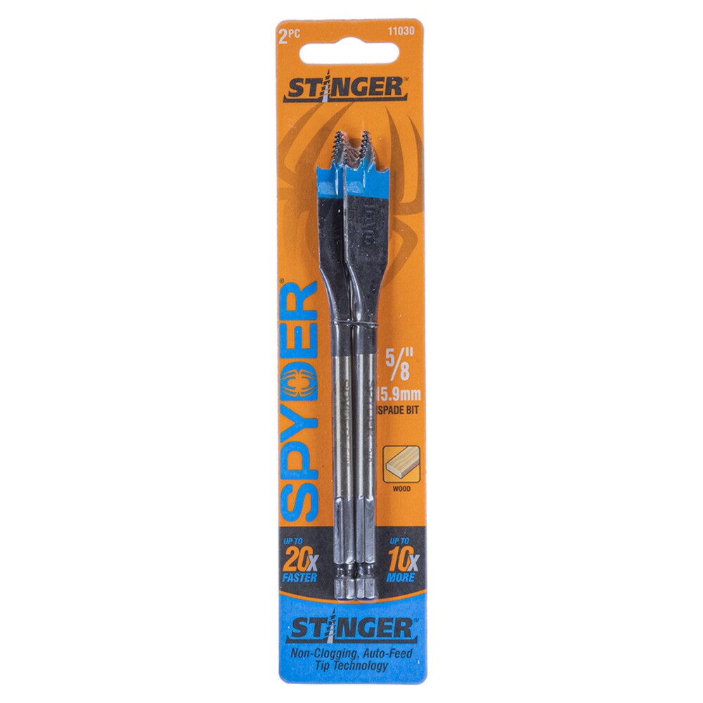 Set de 2 piezas de brocas planas para madera Spyder Stinger de 5/8 pulgadas x 6 pulgadas - 11030.