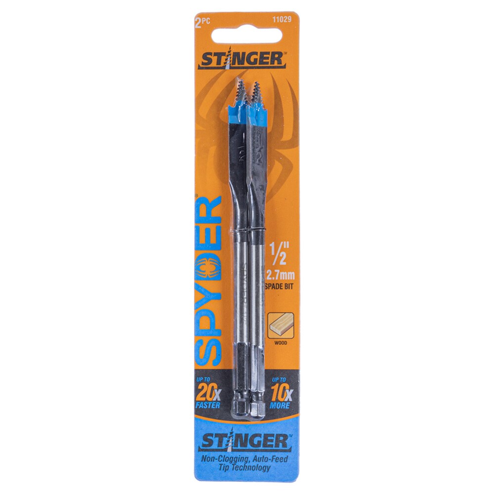 Juego de 2 piezas de brocas planas para madera de 1/2 pulg. x 6 pulg. Spyder Stinger - 11029