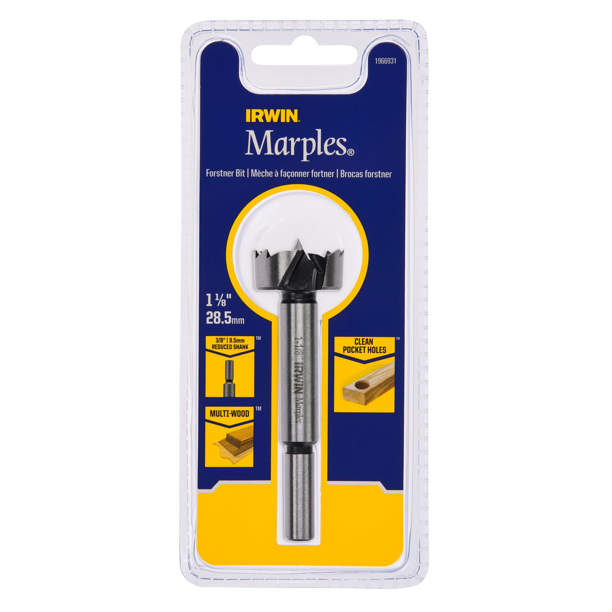 IRWIN Marples Broca Forstner para madera de 1-1/8-pulgadas x 3-11/16-pulgadas - 1966931