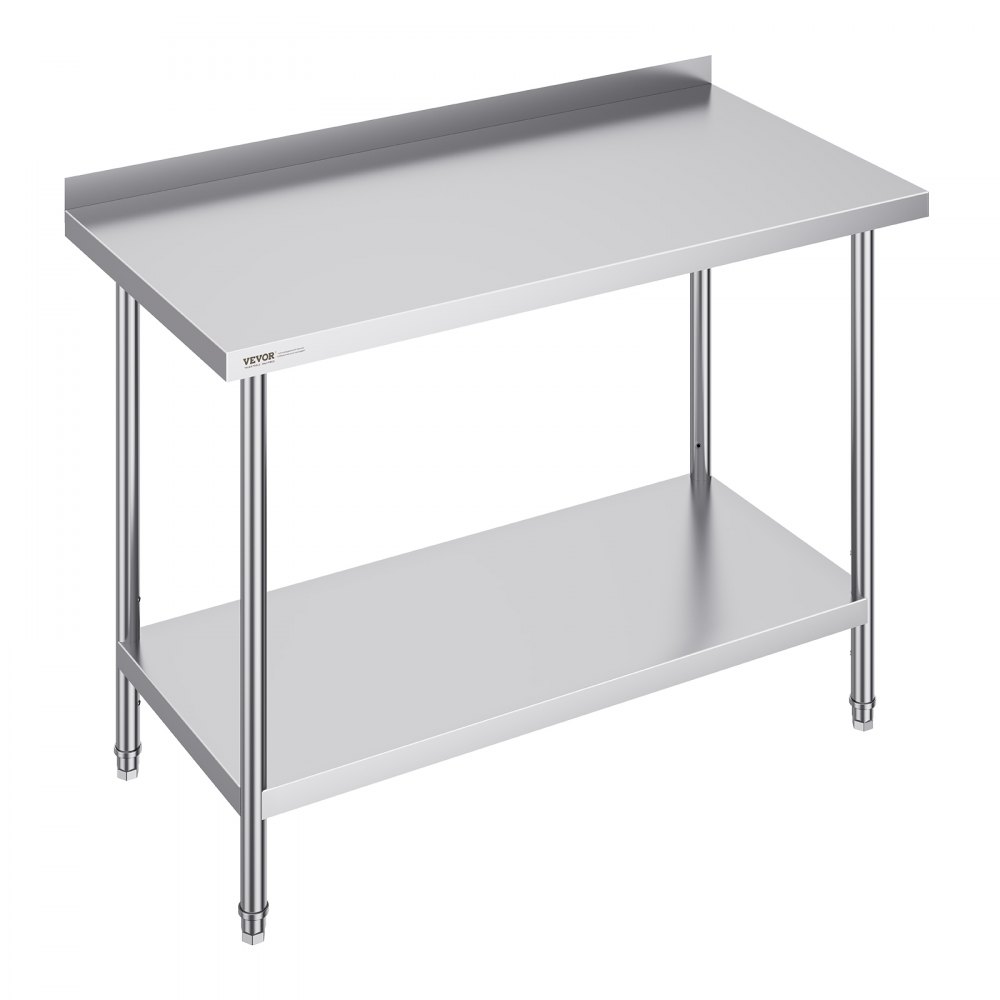 VEVOR 24 x 48 x 36 Inch Stainless Steel Work Table, Commercial Food Prep Worktable Heavy Duty Prep Worktable, Metal Work Table with Adjustable Height for Restaurant, Home and Hotel - CFBXGGZTLCWJ4SWV4V0