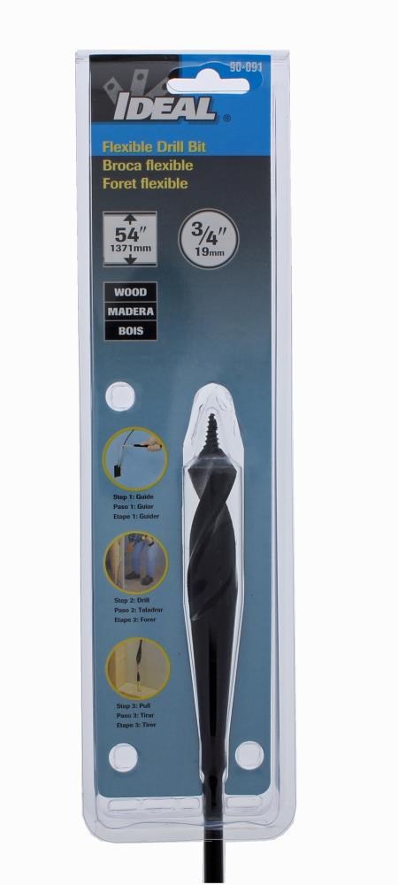 Broca de taladro flexible con punta de tornillo IDEAL de 3/4 pulgadas x 54 pulgadas - Broca avellanadora para madera - 90-091