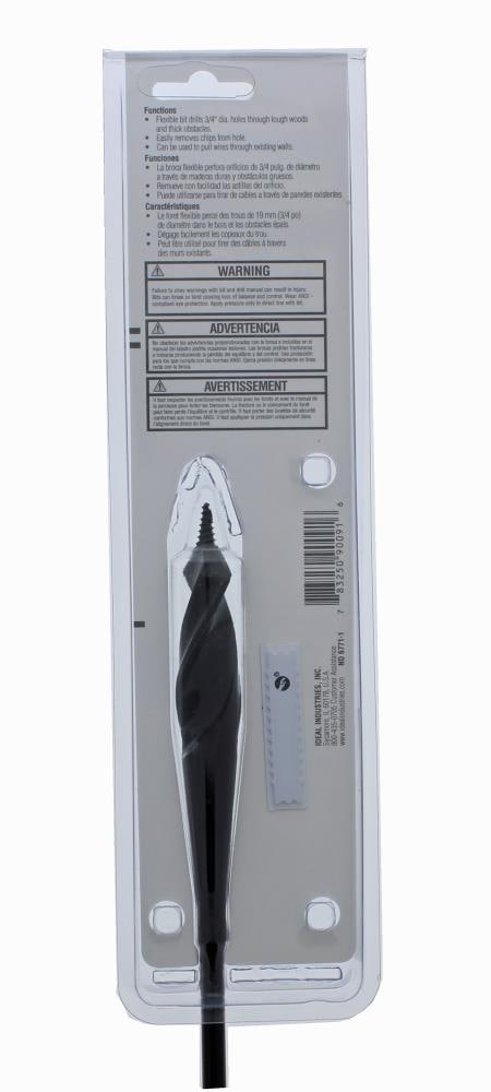 Broca de taladro flexible con punta de tornillo IDEAL de 3/4 pulgadas x 54 pulgadas - Broca avellanadora para madera - 90-091