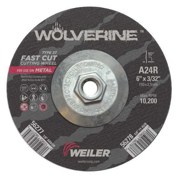 Rueda de corte Weiler, Tipo 27, 0.0938 pulgadas de grosor, Óxido de Aluminio - 56278