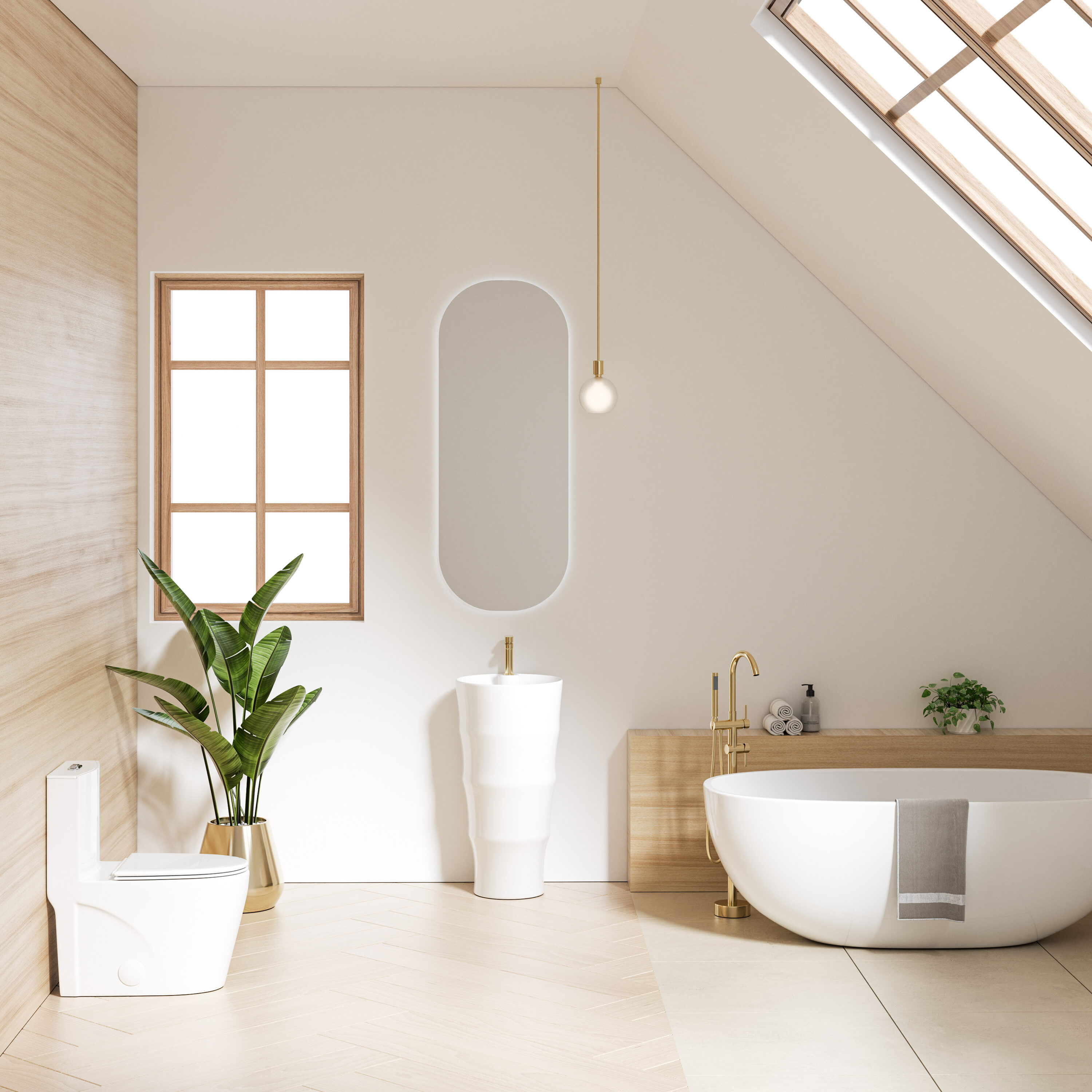 Eridanus Brooklyn Lavabo de pedestal moderno de porcelana vidriosa color blanco brillante (16.75 pulgadas x 32.5 pulgadas) - ERI-PB-414