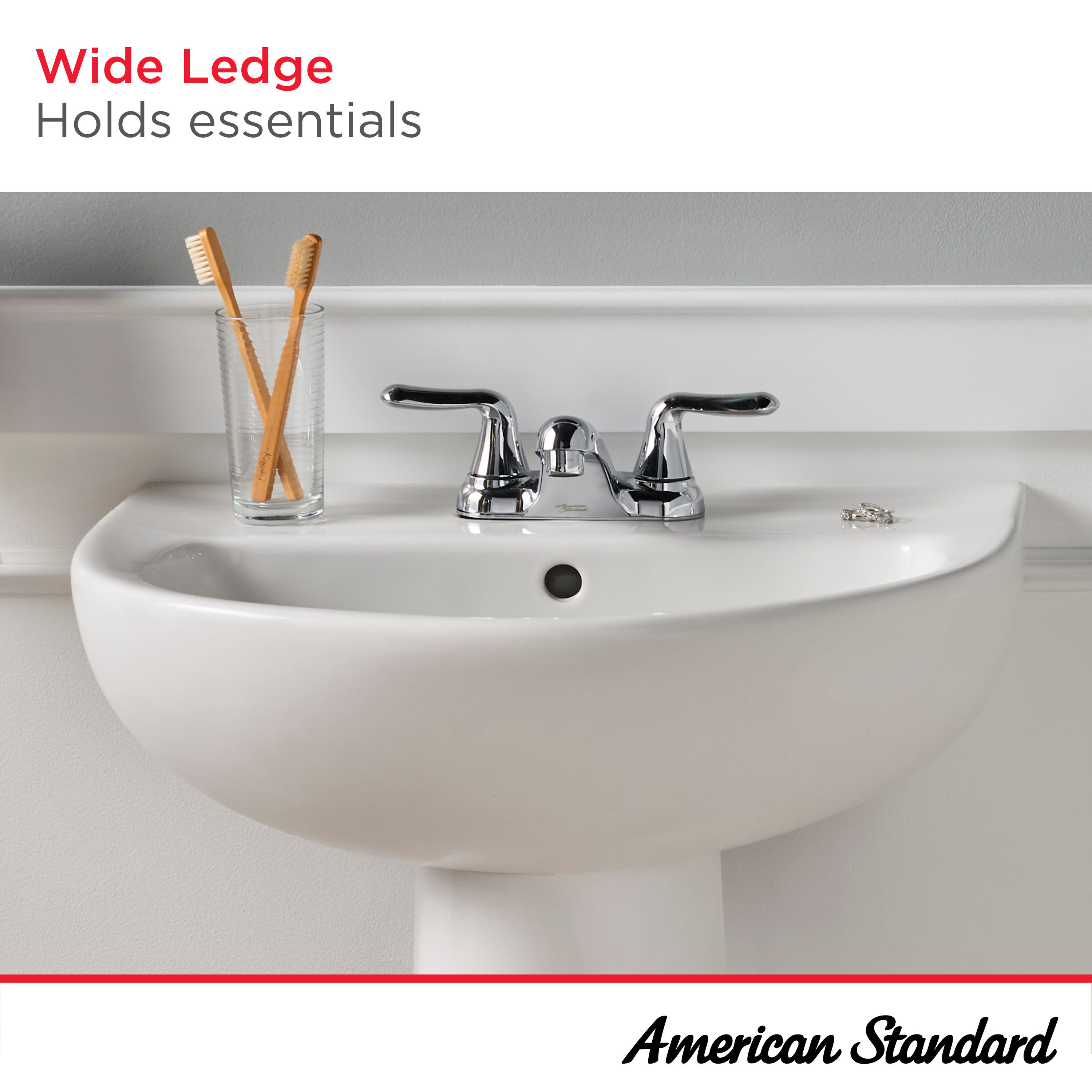 Fregadero con pedestal de porcelana vitrificada color blanco American Standard Mainstream (22 pulgadas x 17.5 pulgadas x 34.25 pulgadas) - 0467400R.020