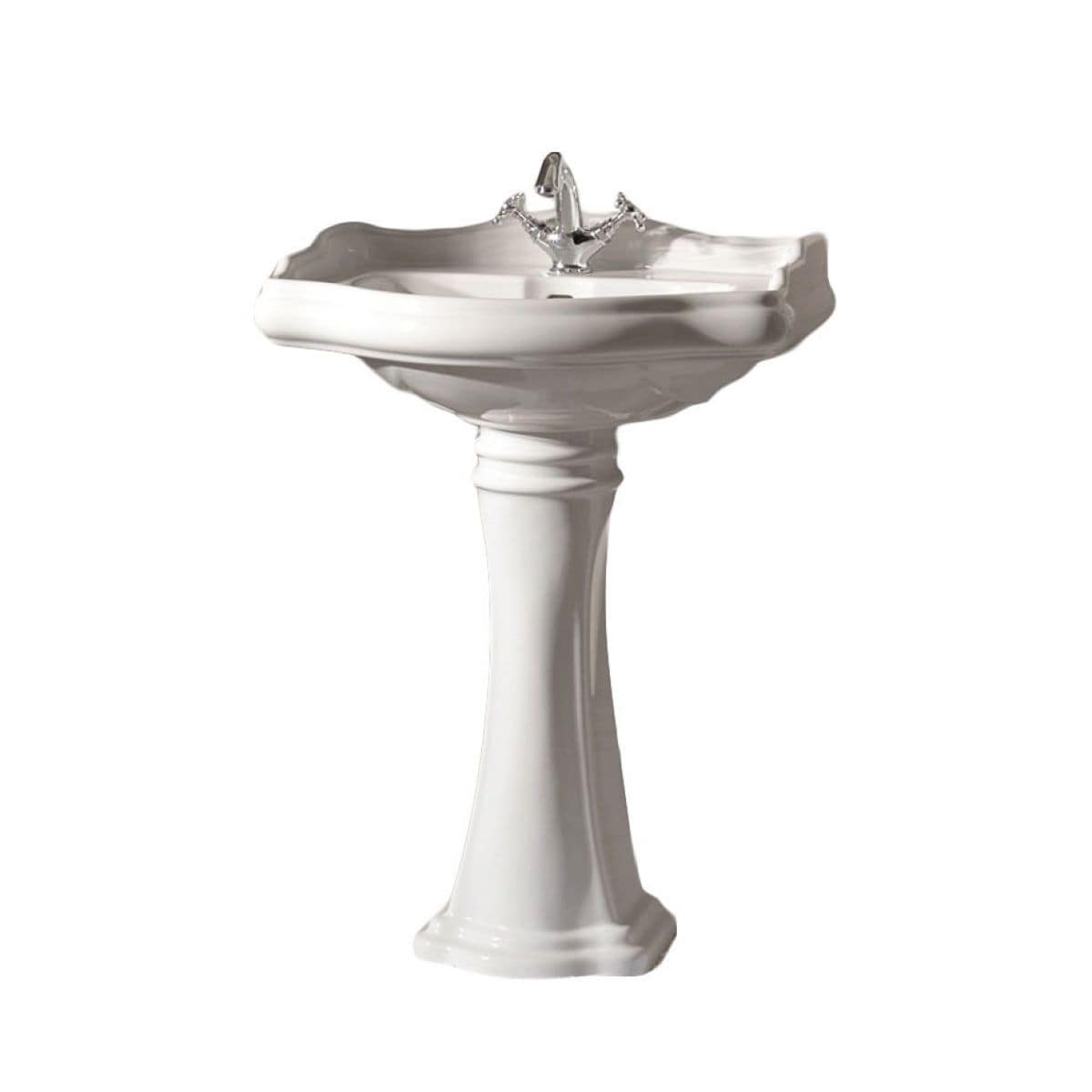 Colecciones de Baño WS Bath Collections Heritage WSBC Combo de Lavabo de Pedestal de Cerámica Blanca Moderna de Fireclay (21.7 pulgadas x 18.3 pulgadas x 33.8 pulgadas) - HERITAGEWSBC45.01+70