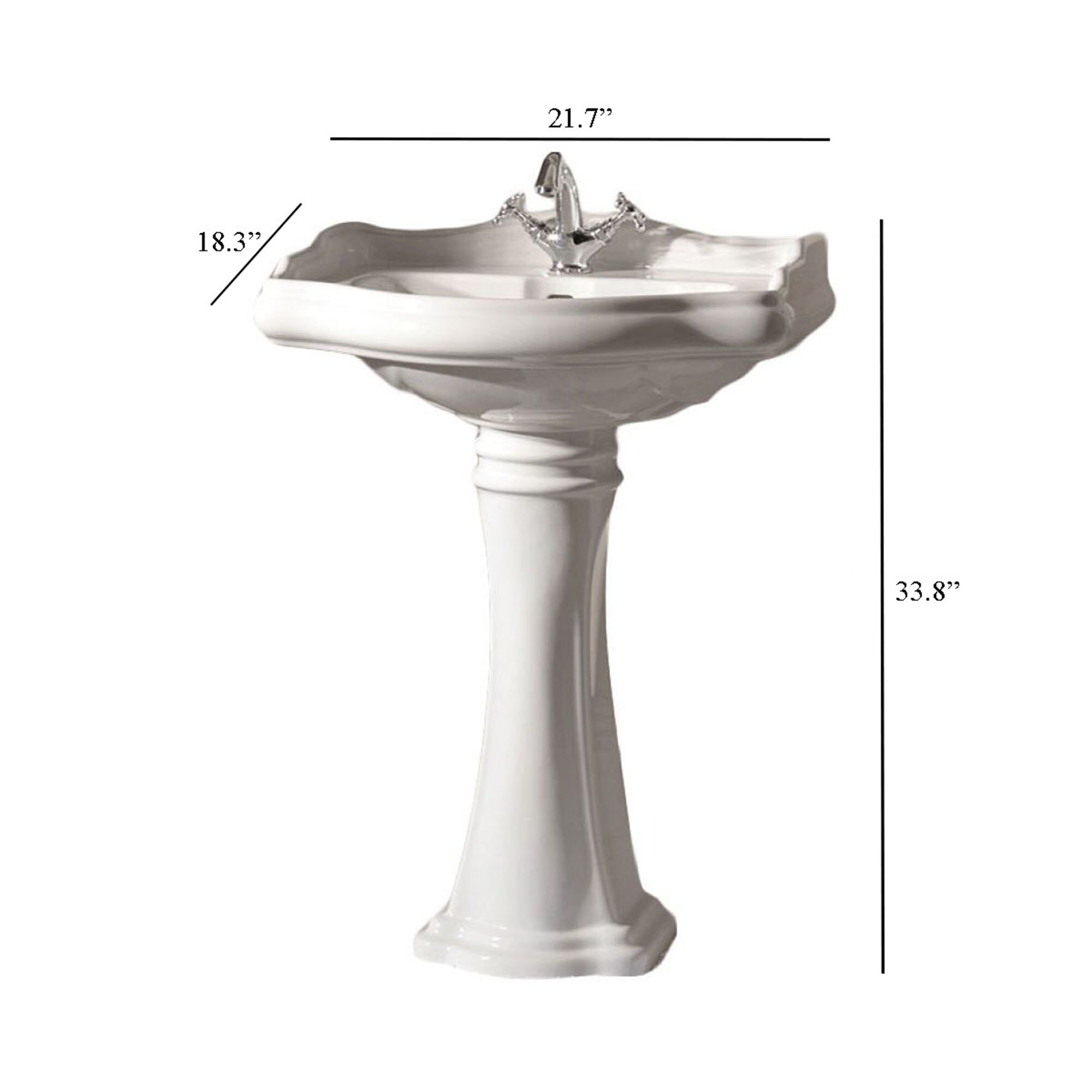 Colecciones de Baño WS Bath Collections Heritage WSBC Combo de Lavabo de Pedestal de Cerámica Blanca Moderna de Fireclay (21.7 pulgadas x 18.3 pulgadas x 33.8 pulgadas) - HERITAGEWSBC45.01+70