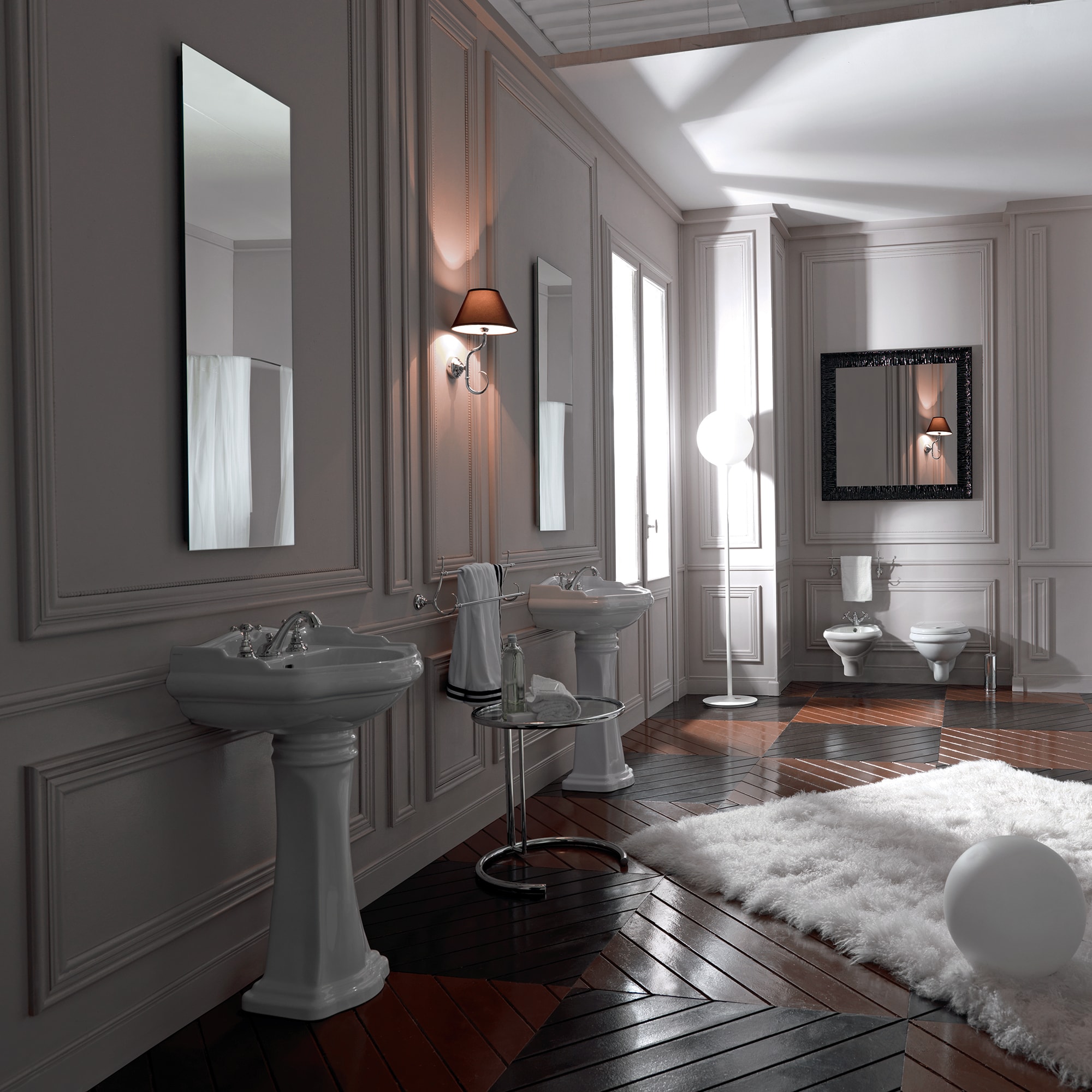 Colecciones de Baño WS Bath Collections Heritage WSBC Combo de Lavabo de Pedestal de Cerámica Blanca Moderna de Fireclay (21.7 pulgadas x 18.3 pulgadas x 33.8 pulgadas) - HERITAGEWSBC45.01+70