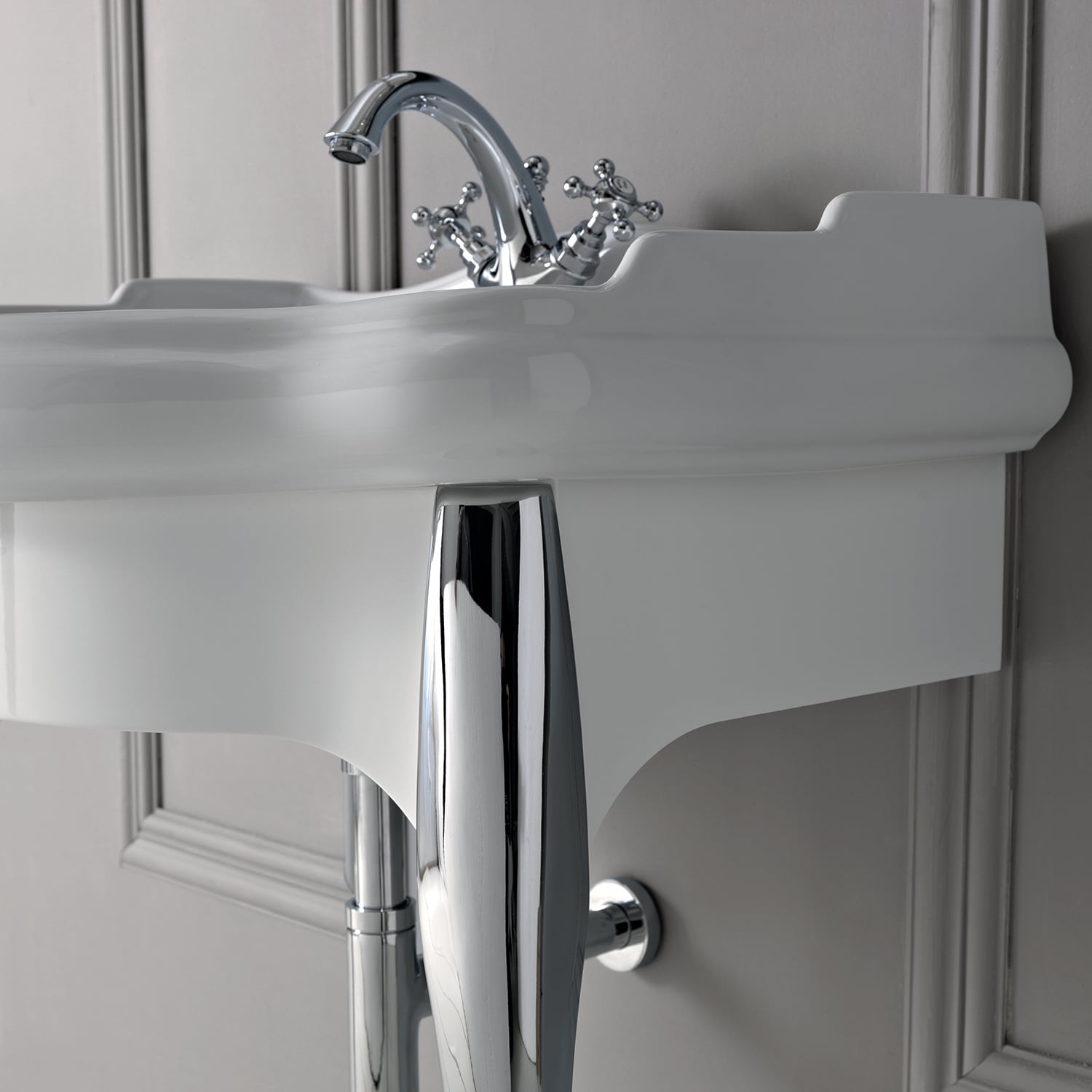 Colecciones de Baño WS Bath Collections Heritage WSBC Combo de Lavabo de Pedestal de Cerámica Blanca Moderna de Fireclay (21.7 pulgadas x 18.3 pulgadas x 33.8 pulgadas) - HERITAGEWSBC45.01+70