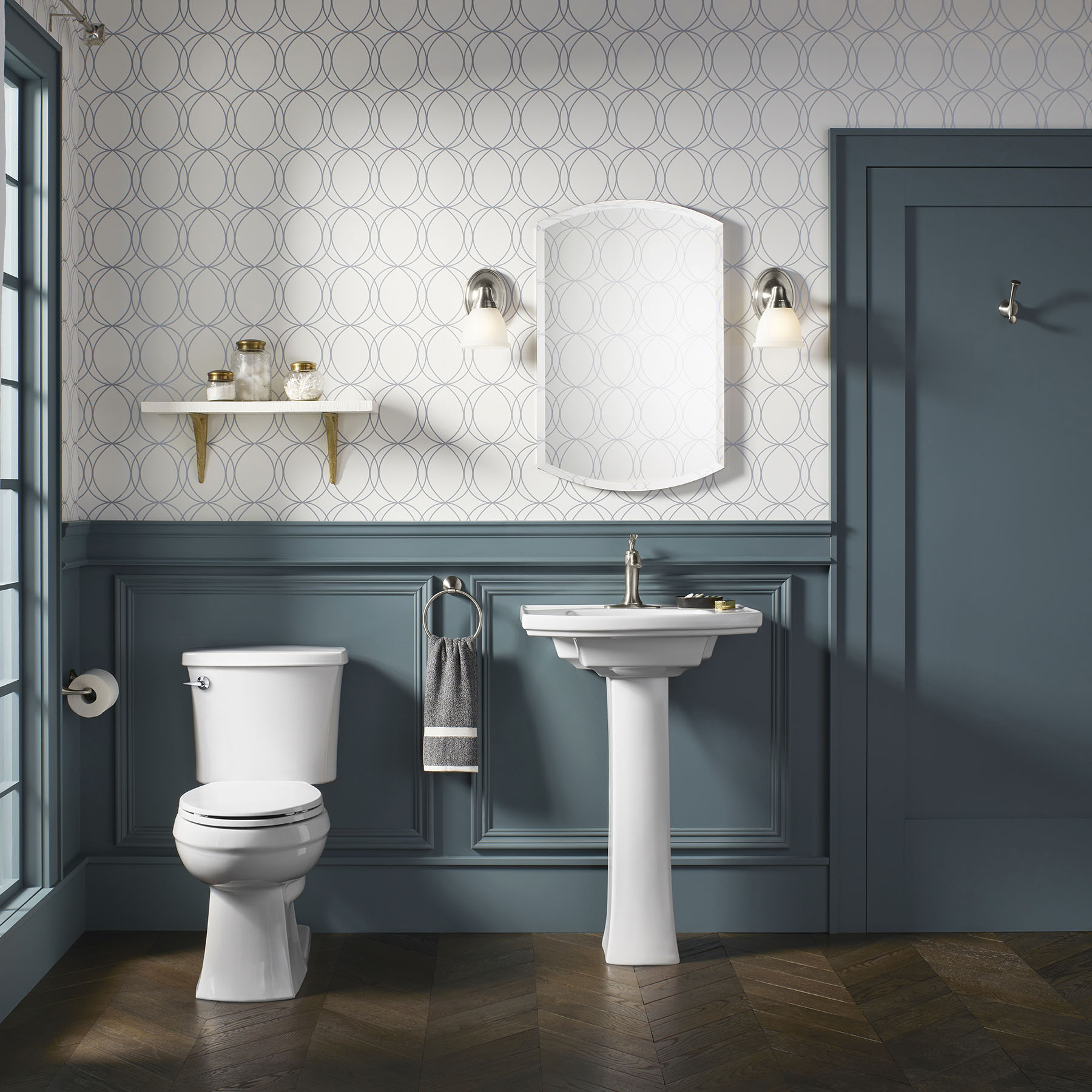 Base de lavabo en pedestal de porcelana vitrificada blanca Elliston de KOHLER (6.5 pulg. x 7.44 pulg. x 29 pulg.) - R6375-0