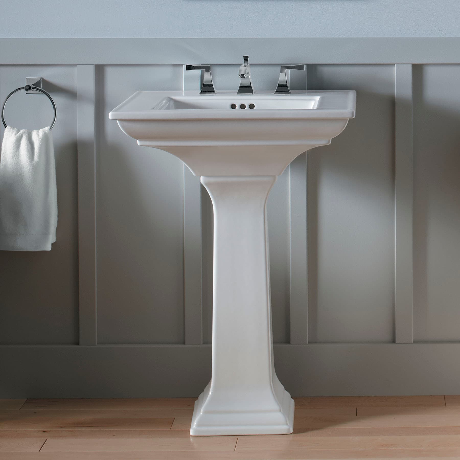 Kohler Memoirs Lavabo de Pedestal Blanco de Arcilla de Fuego (24.5 pulgadas x 20.5 pulgadas x 8.625 pulgadas) - R2345-8-0