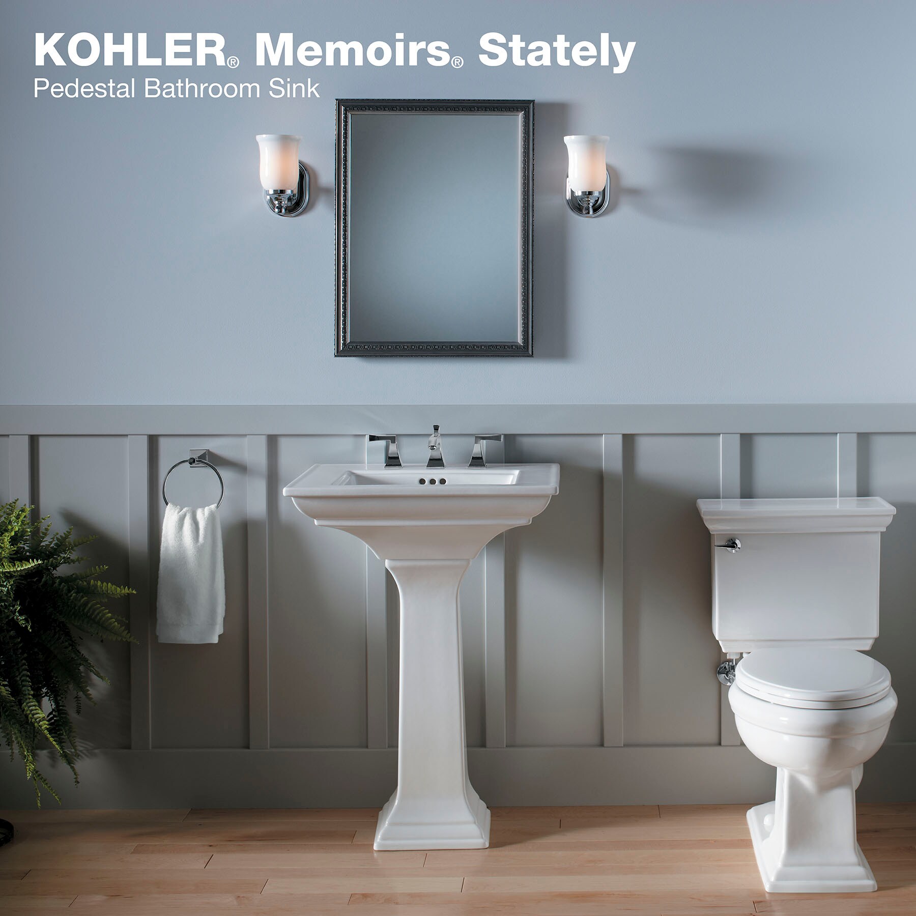 Kohler Memoirs Lavabo de Pedestal Blanco de Arcilla de Fuego (24.5 pulgadas x 20.5 pulgadas x 8.625 pulgadas) - R2345-8-0