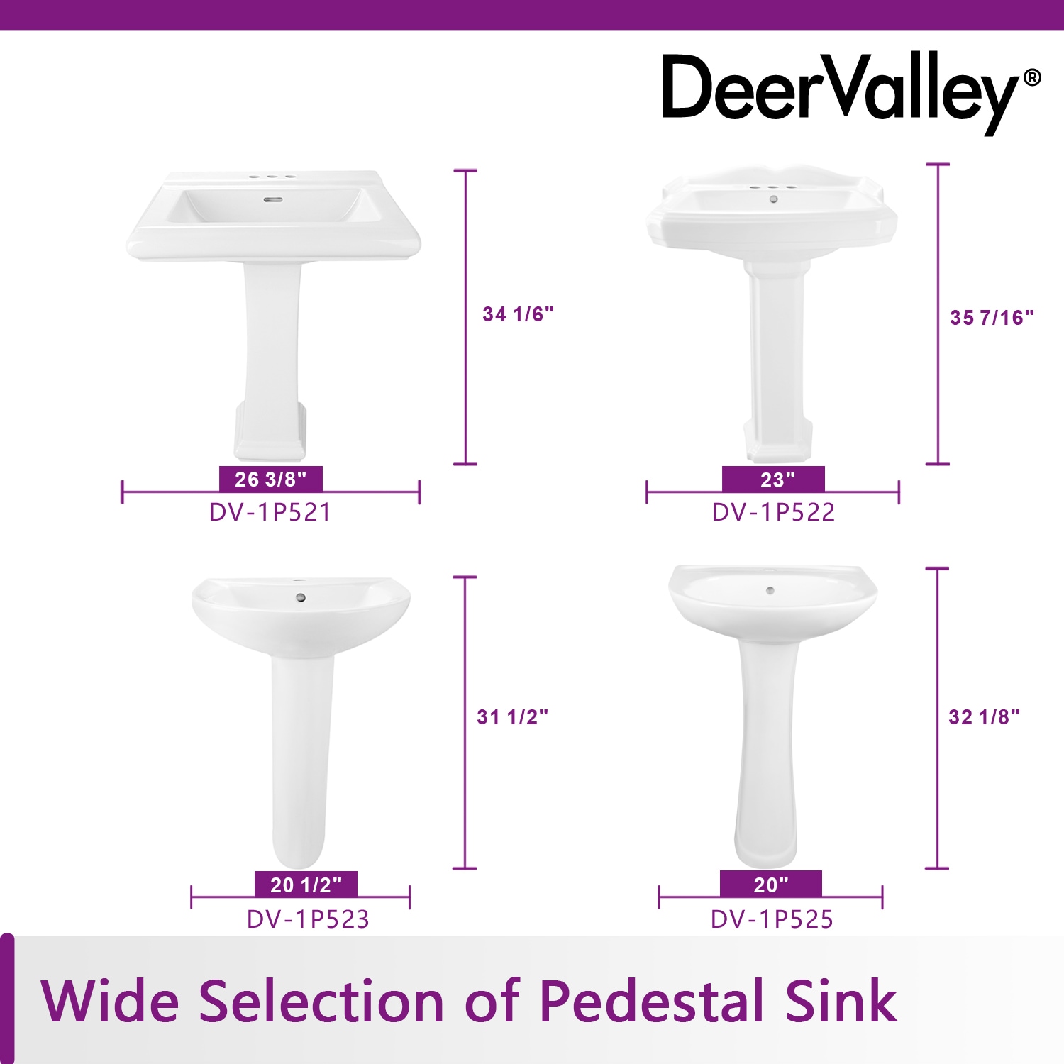 DeerValley Combo de Lavabo Pedestal en Cerámica Blanco (18.9 pulgadas x 23.03 pulgadas x 35.43 pulgadas) - DV-1P522