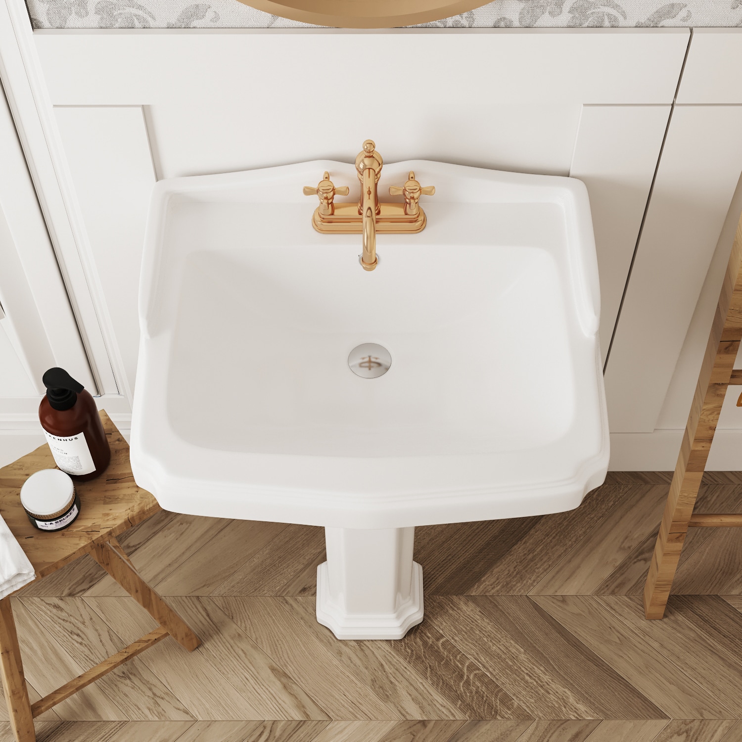 DeerValley Combo de Lavabo Pedestal en Cerámica Blanco (18.9 pulgadas x 23.03 pulgadas x 35.43 pulgadas) - DV-1P522