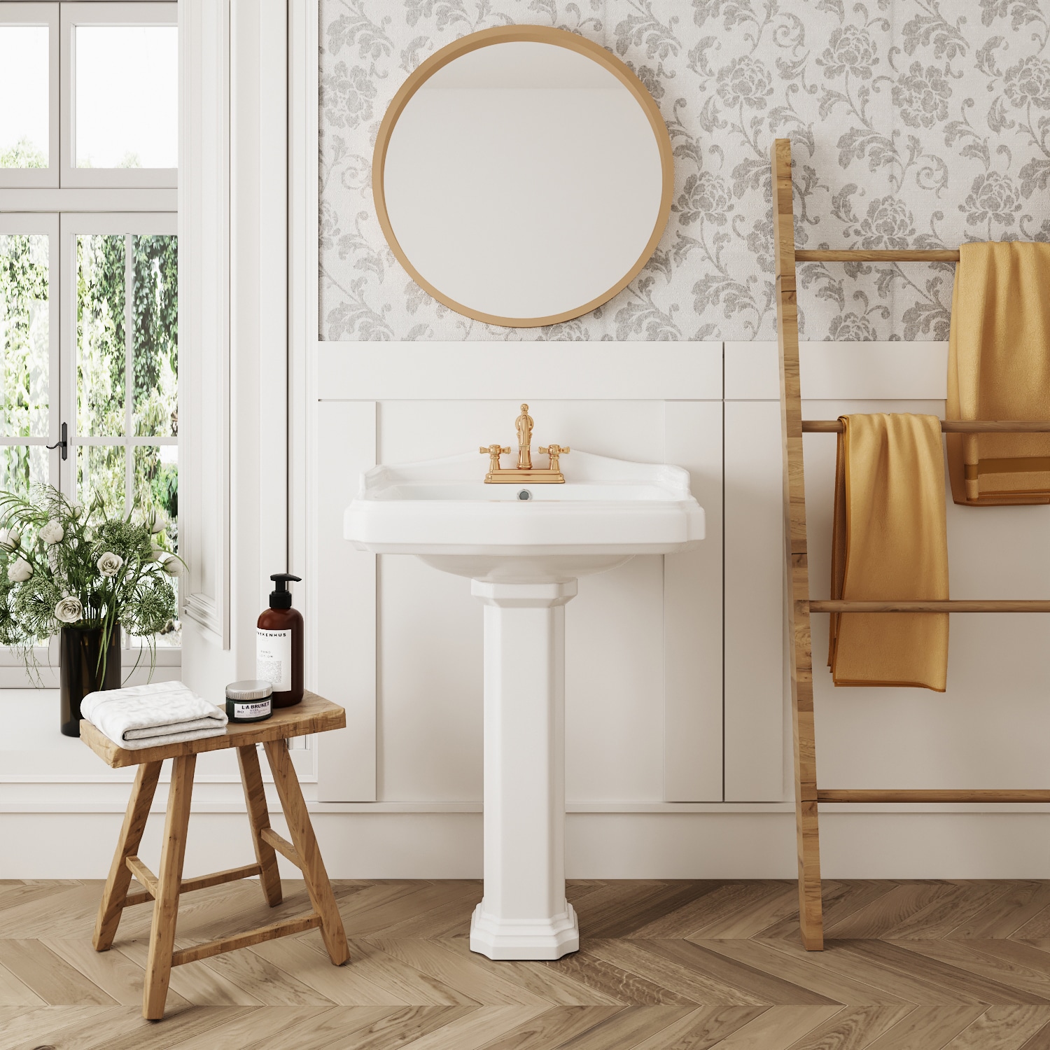 DeerValley Combo de Lavabo Pedestal en Cerámica Blanco (18.9 pulgadas x 23.03 pulgadas x 35.43 pulgadas) - DV-1P522