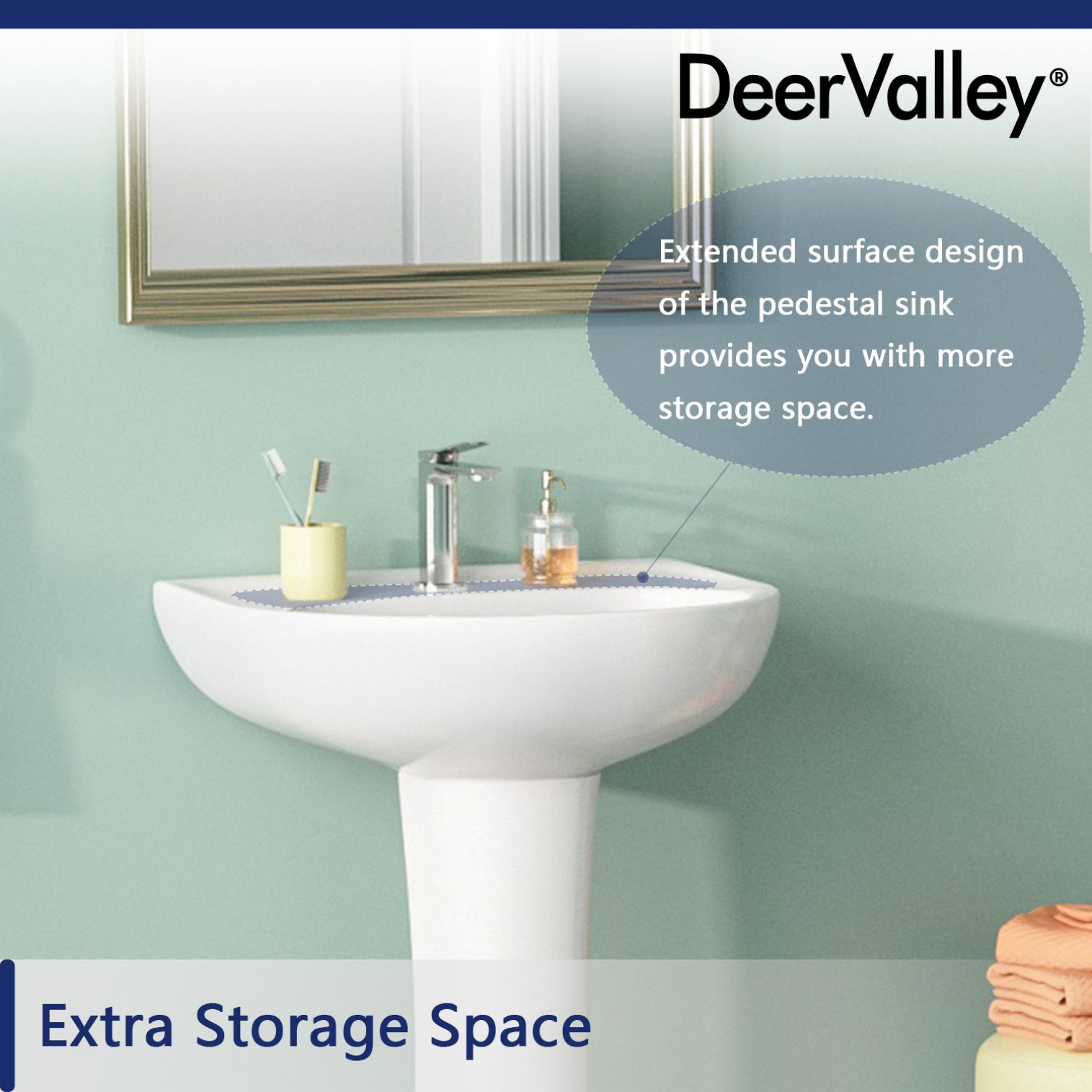 DeerValley Lavabo Pedestal de Cerámica Blanco Combo (16.54 pulgadas x 20.08 pulgadas x 32.09 pulgadas) - DV-1P525