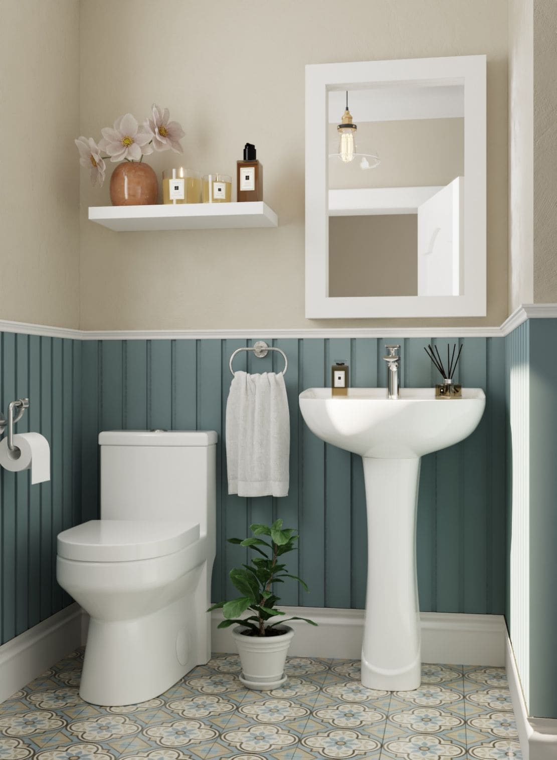 DeerValley Lavabo Pedestal de Cerámica Blanco Combo (16.54 pulgadas x 20.08 pulgadas x 32.09 pulgadas) - DV-1P525