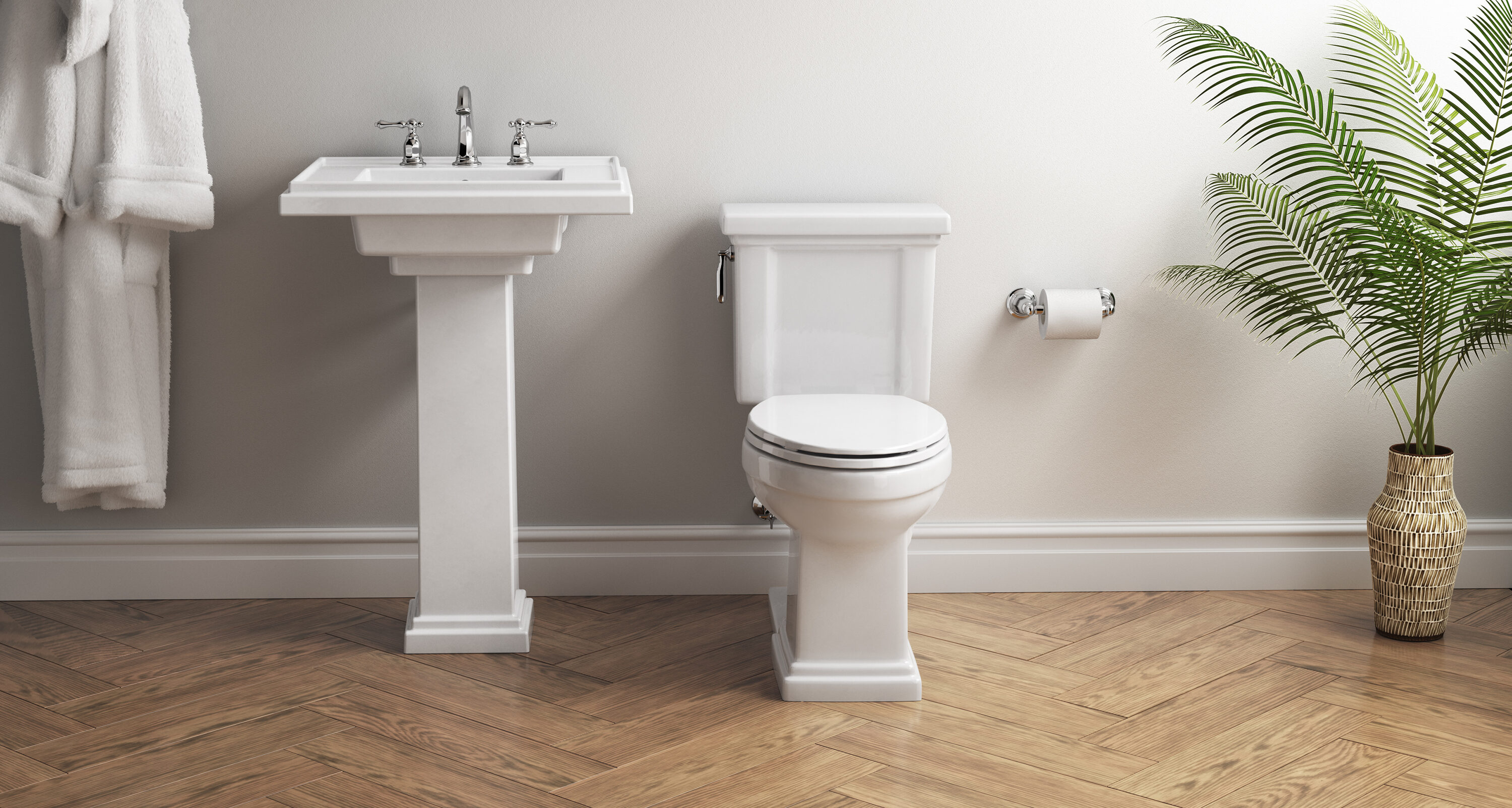 Tresham Combo de Lavabo de Pedestal en Blanco de Barro de Fuego (24 pulgadas x 19.5 pulgadas x 34.625 pulgadas) - 2844-8-0