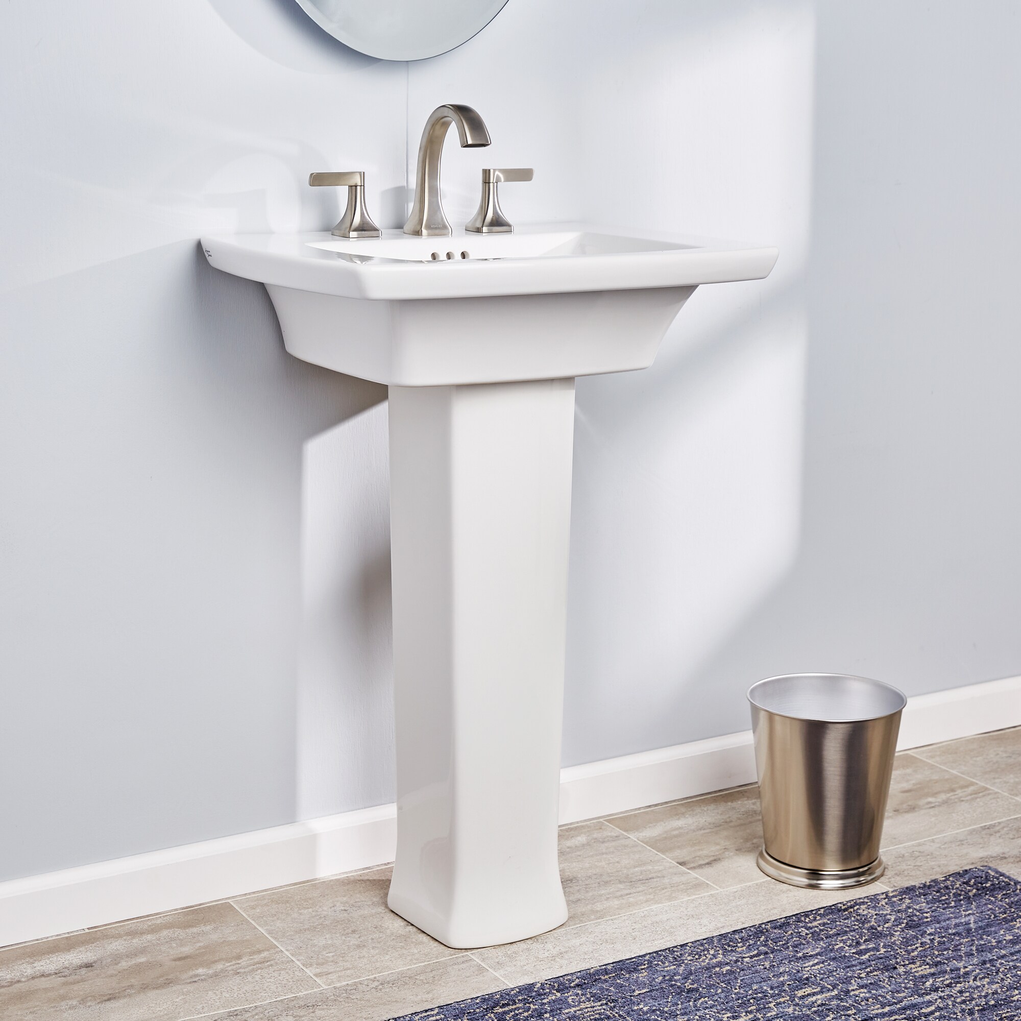 Fregadero de pedestal de porcelana blanca moderna American Standard Edgemere (combo de 19.5 pulgadas x 25 pulgadas x 35.625 pulgadas) - 0445800.020