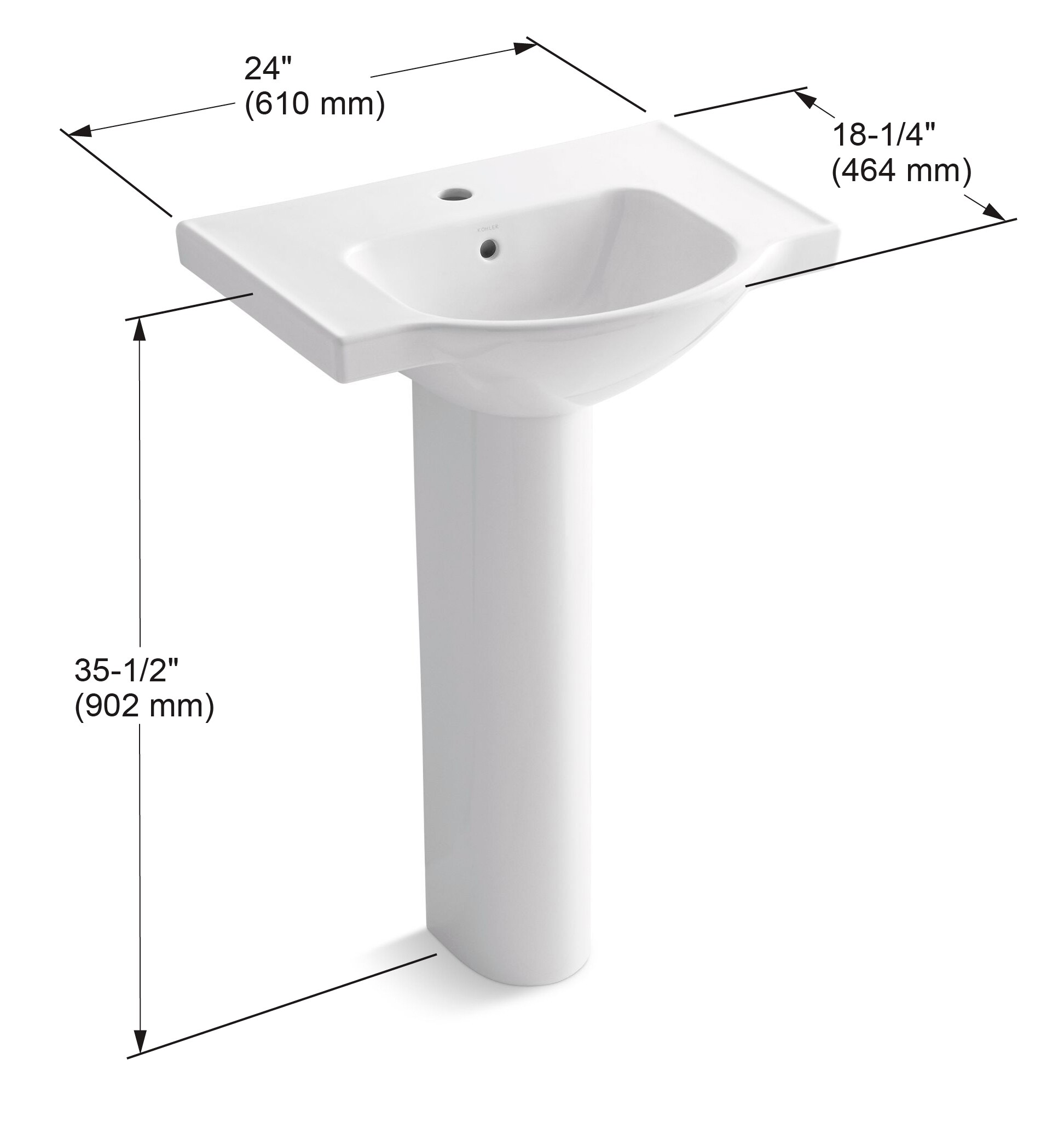 Fregadero de pedestal Veer Fireclay Blanco (combinación) - 24 pulgadas x 35.5 pulgadas - 5266-1-0