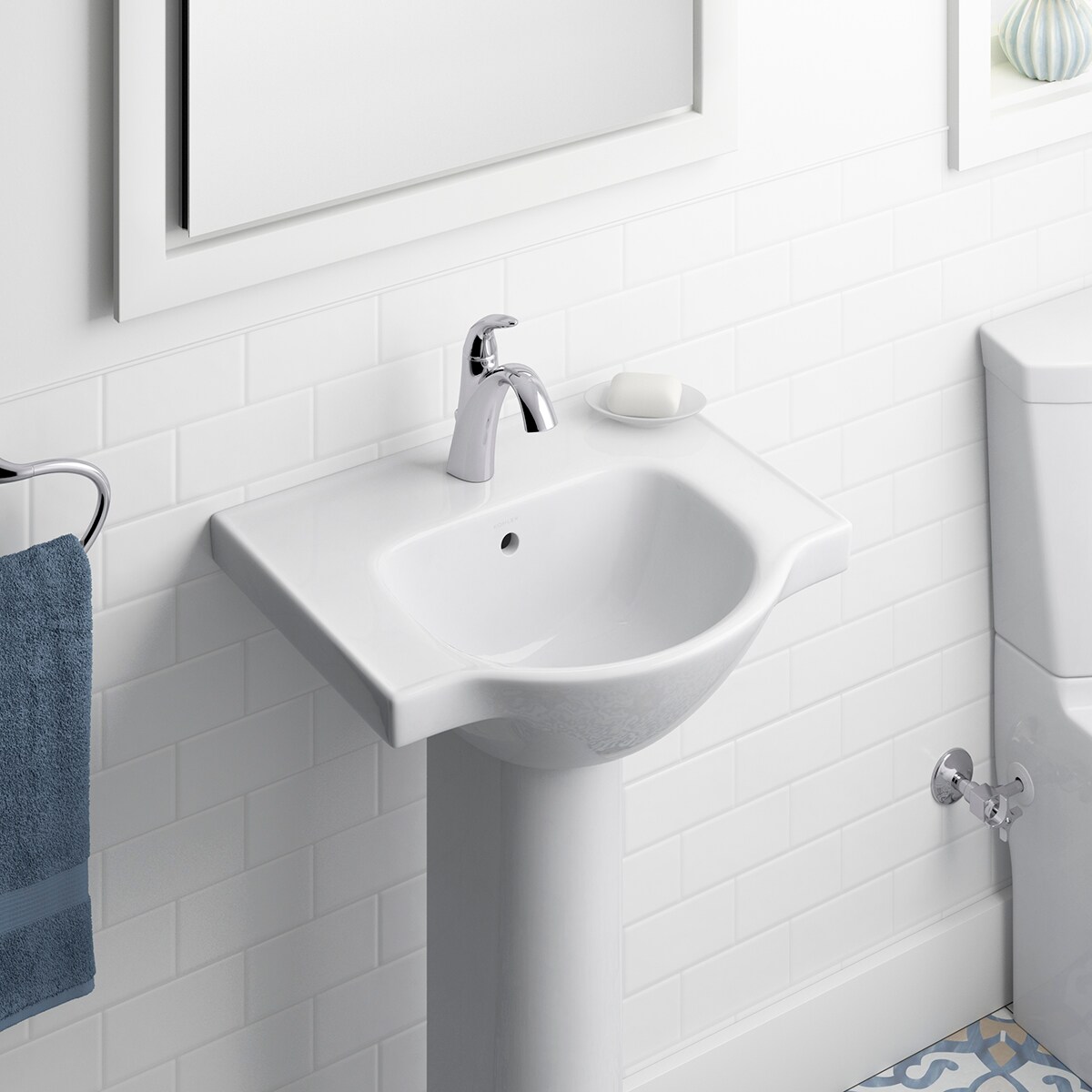 Fregadero de pedestal blanco de porcelana vitrificada KOHLER Veer (21 pulgadas x 35.5 pulgadas) - 5265-1-0