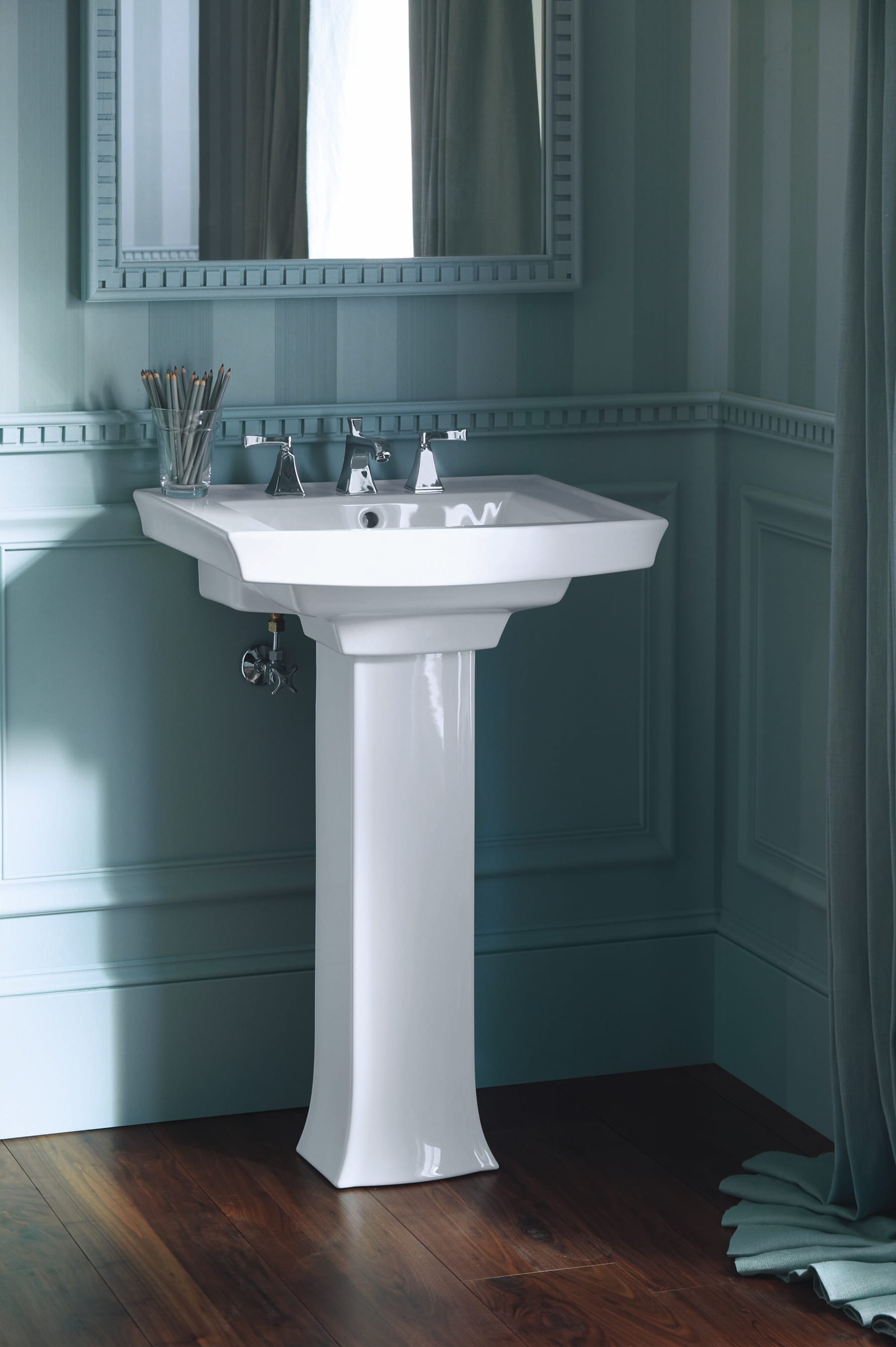 Base de lavabo de pedestal blanco de porcelana vitrificada Archer de KOHLER (27.75 pulgadas x 13.4 pulgadas x 27.75 pulgadas) - 2357-0