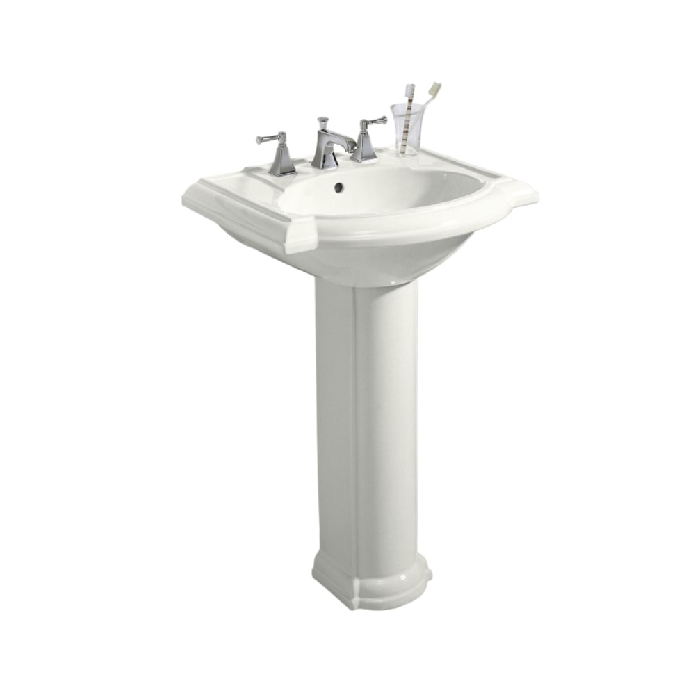 Lavabo de pedestal de porcelana blanca Devonshire de KOHLER (combinación 24.125 pulgadas x 19.75 pulgadas x 33.5 pulgadas) - 2286-8-0