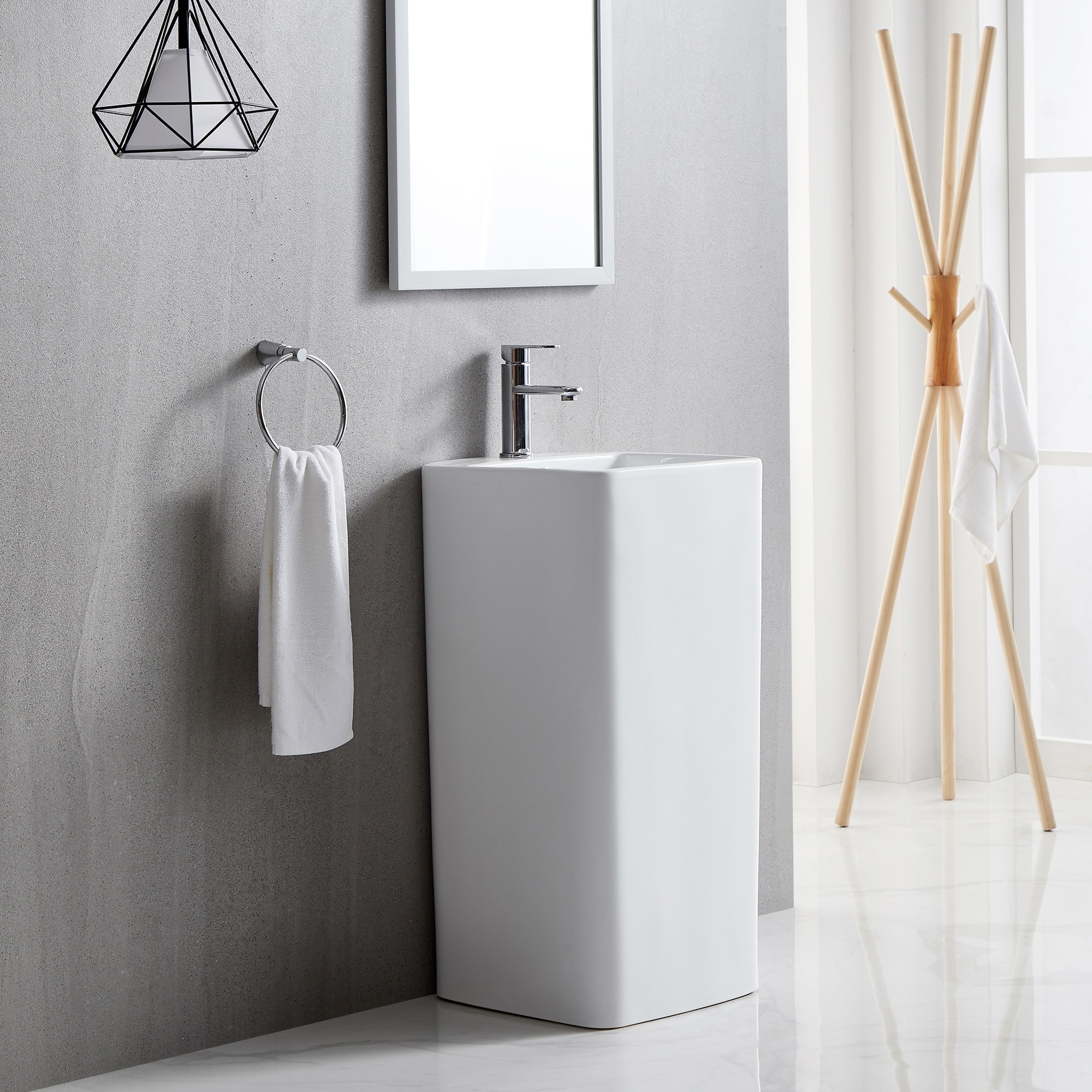 Eridanus Eridanus Turner Lavabo Peonín de China Vítrea Blanco Moderno Combo (16 pulgadas x 33 pulgadas) - ERI-PB-402-A
