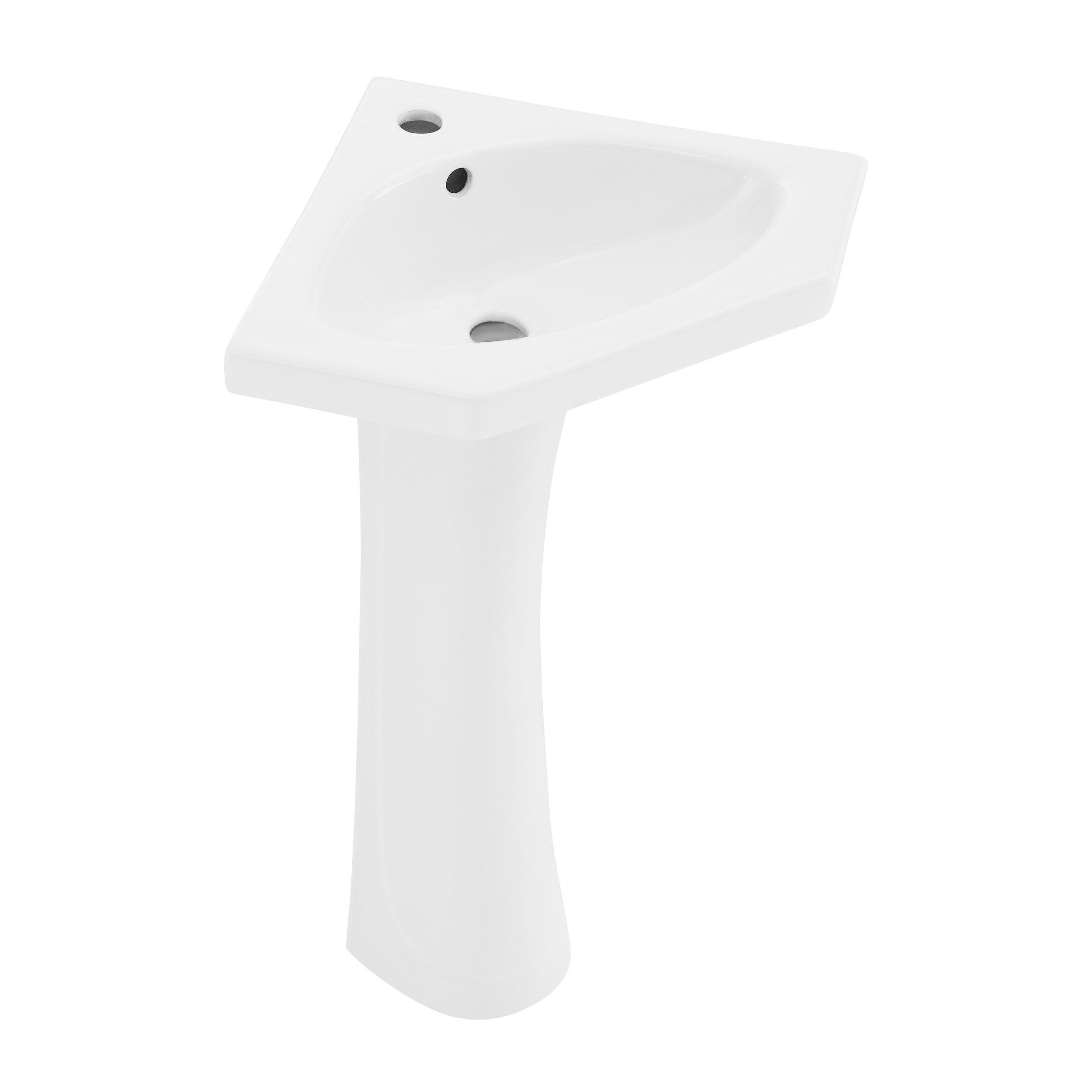 Lavabo de pedestal moderno de cerámica blanco brillante Angers de Swiss Madison (16 pulgadas x 22.5 pulgadas x 34 pulgadas) - SM-25-PSANG04WH