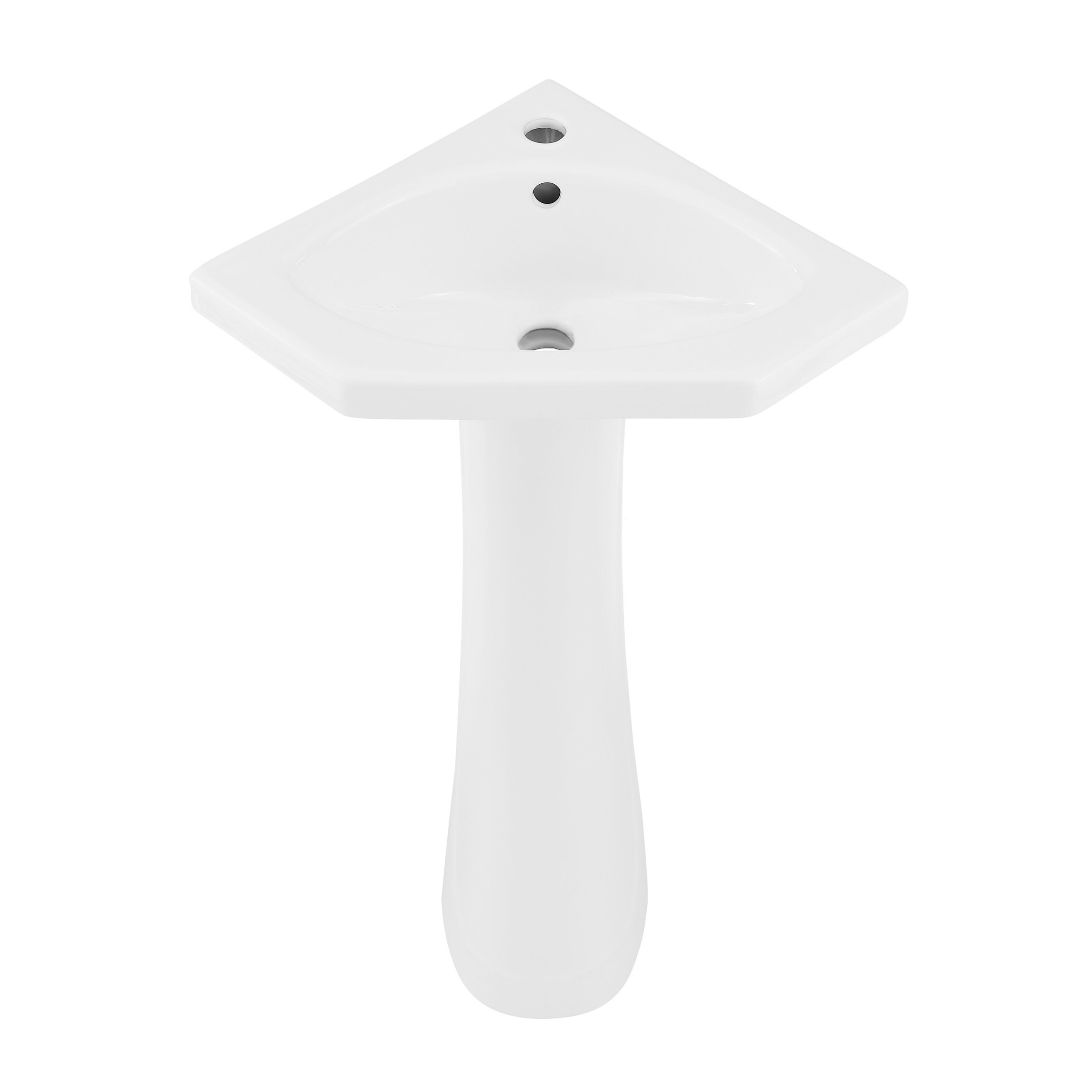 Lavabo de pedestal moderno de cerámica blanco brillante Angers de Swiss Madison (16 pulgadas x 22.5 pulgadas x 34 pulgadas) - SM-25-PSANG04WH