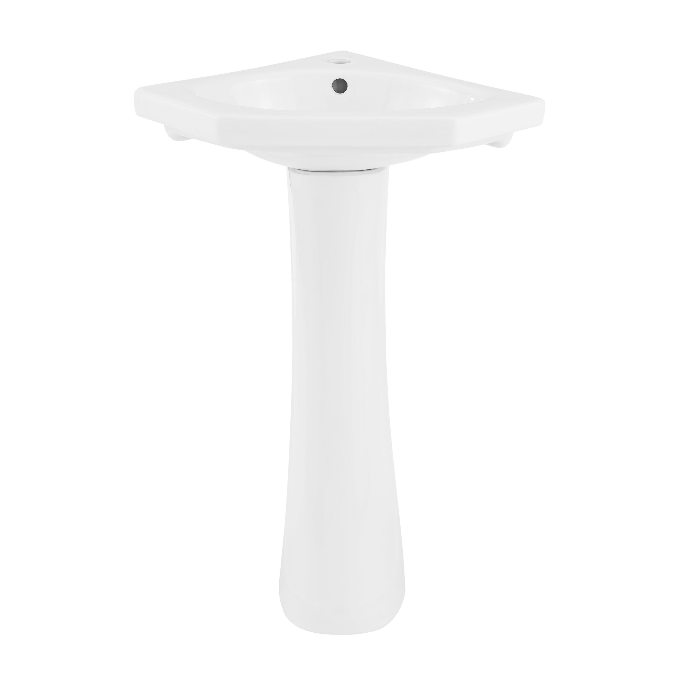 Lavabo de pedestal moderno de cerámica blanco brillante Angers de Swiss Madison (16 pulgadas x 22.5 pulgadas x 34 pulgadas) - SM-25-PSANG04WH