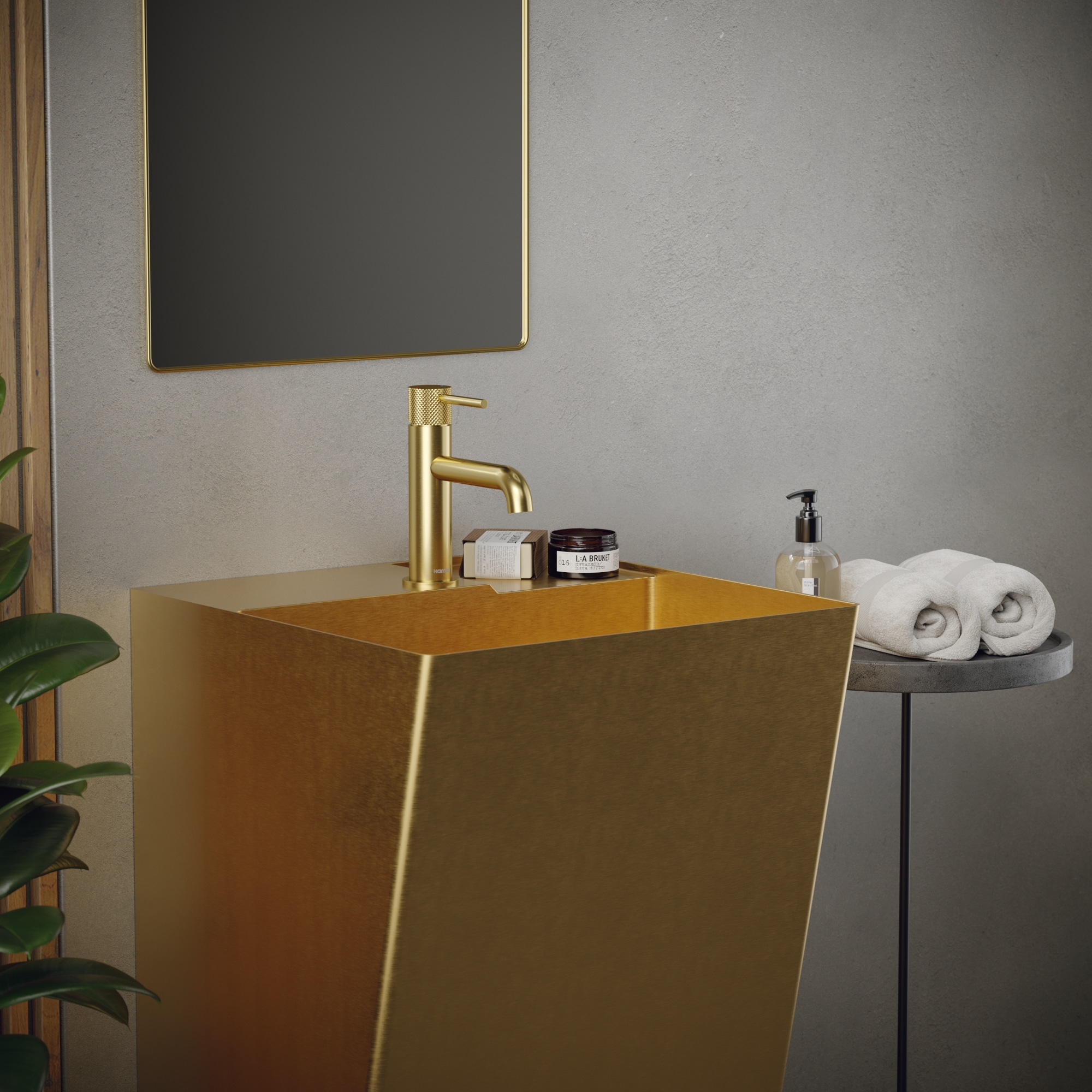 Fregadero de pedestal de acero inoxidable dorado Karran Karran con desagüe (19.75 pulgadas x 16.5 pulgadas x 32.75 pulgadas) - CCP500G