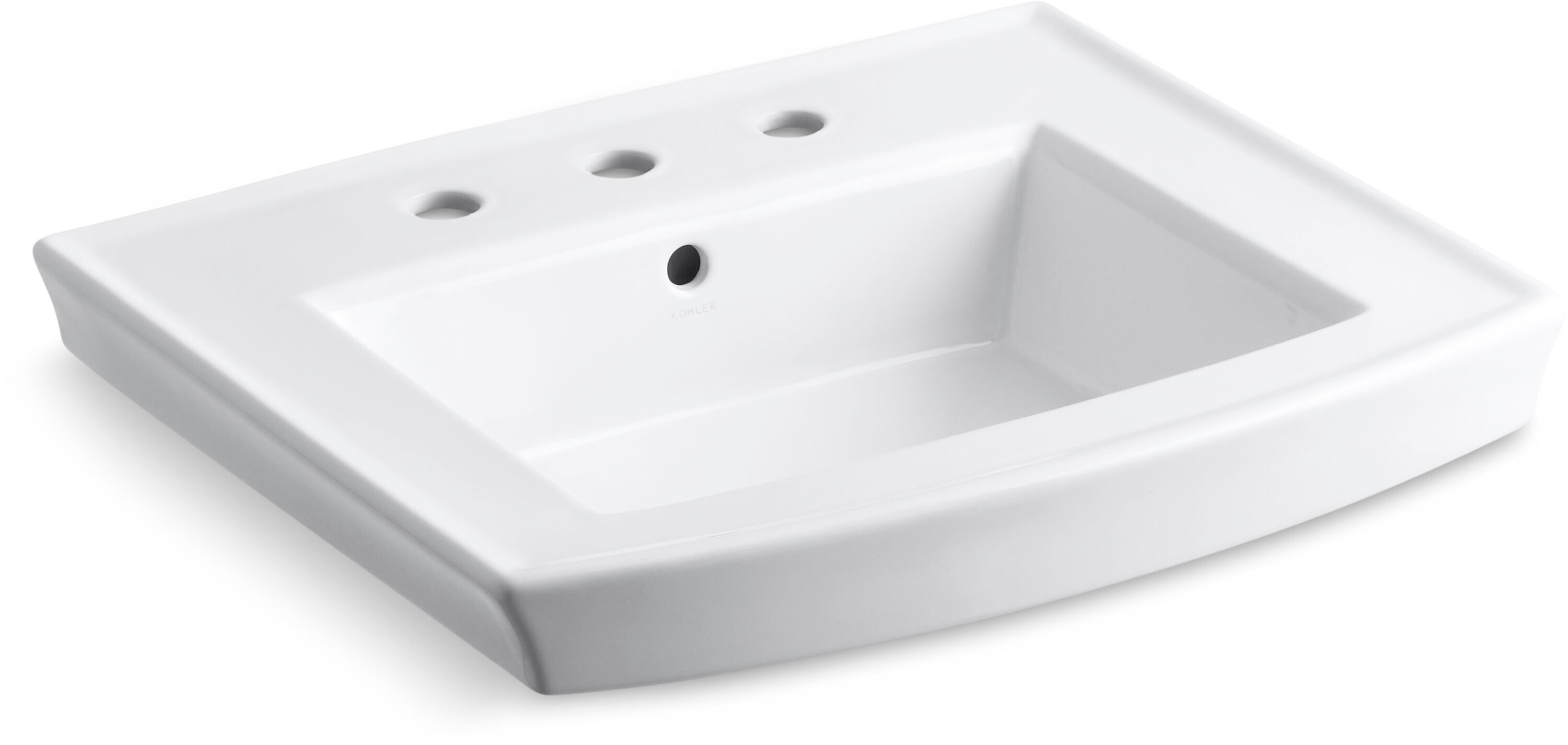 Archer Lavabo Pedestal de Porcelana Blanca de KOHLER (23.94 pulgadas x 20.44 pulgadas x 7.94 pulgadas) - 2358-8-0