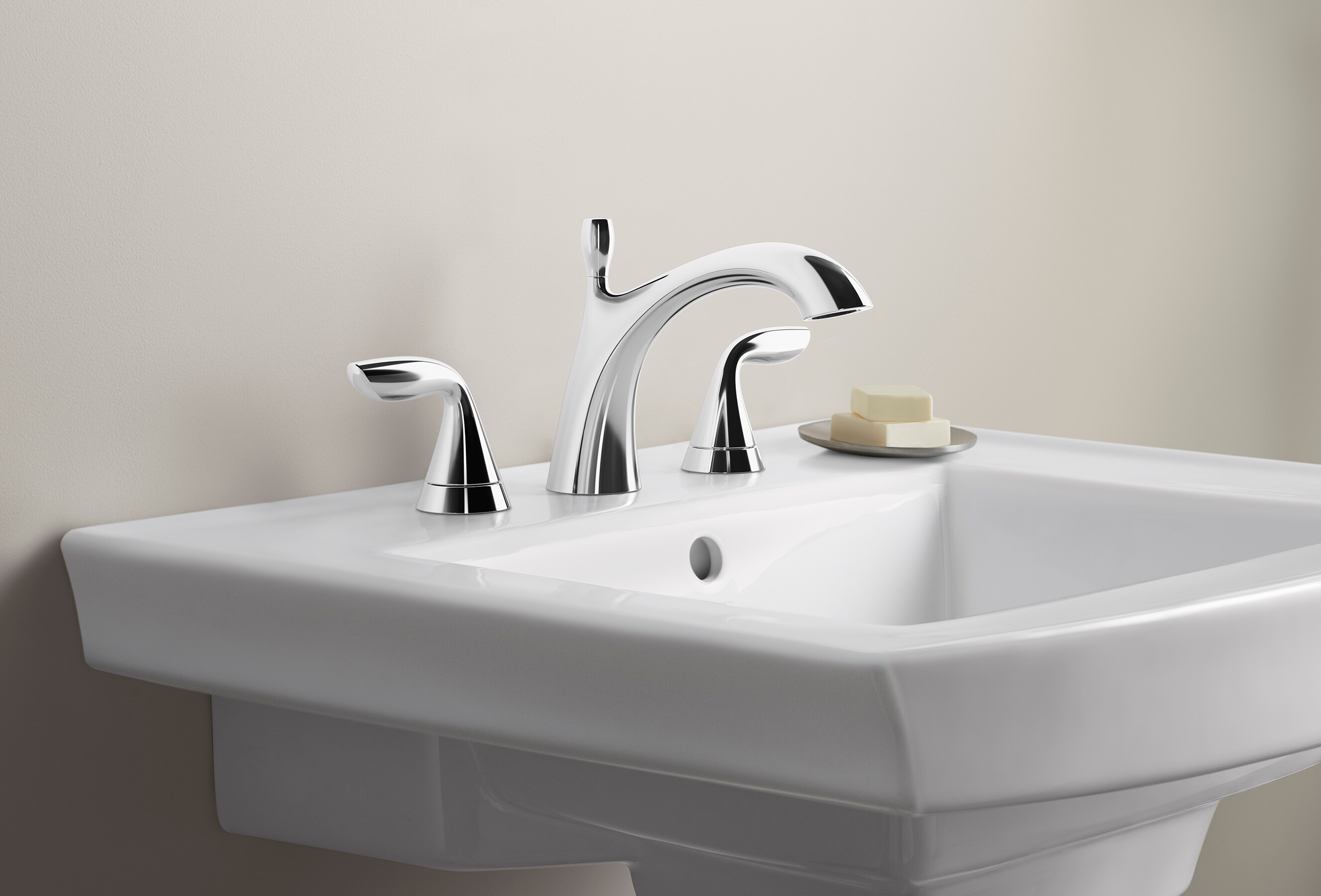 Archer Lavabo Pedestal de Porcelana Blanca de KOHLER (23.94 pulgadas x 20.44 pulgadas x 7.94 pulgadas) - 2358-8-0