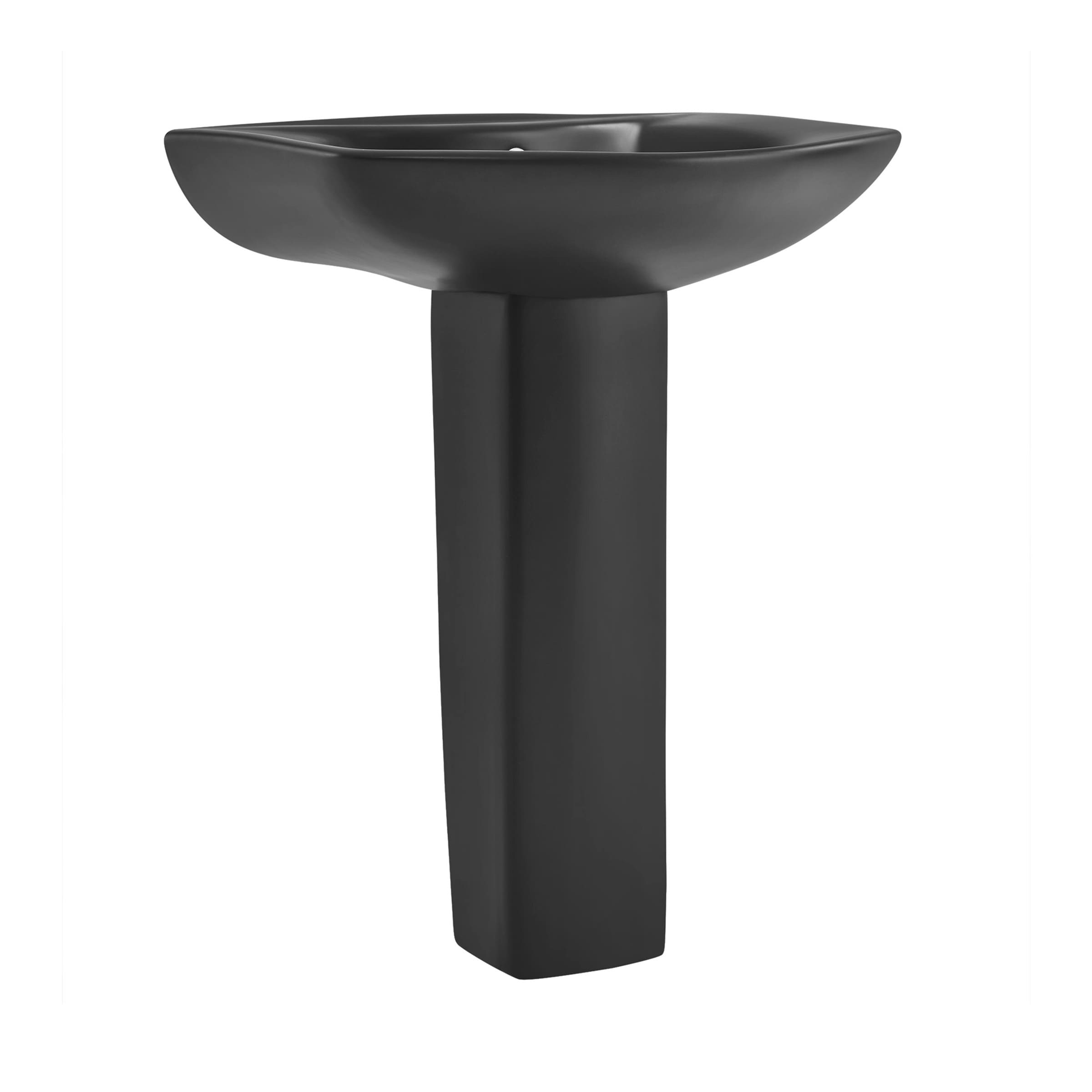 Lavabo de pedestal negro mate moderno de cerámica Montparnasse de Swiss Madison (20.5 pulgadas x 26 pulgadas x 35.5 pulgadas) - SM-25-PSMPE04BK