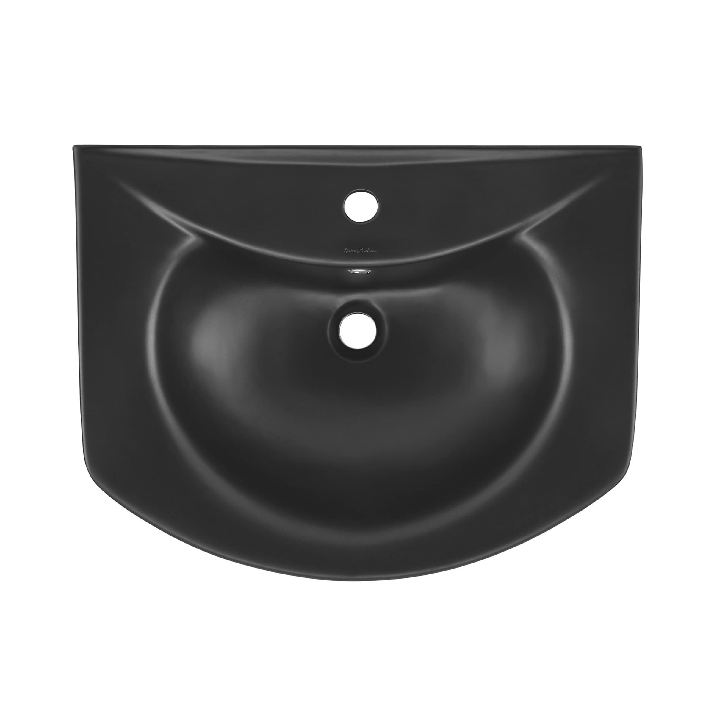 Lavabo de pedestal negro mate moderno de cerámica Montparnasse de Swiss Madison (20.5 pulgadas x 26 pulgadas x 35.5 pulgadas) - SM-25-PSMPE04BK