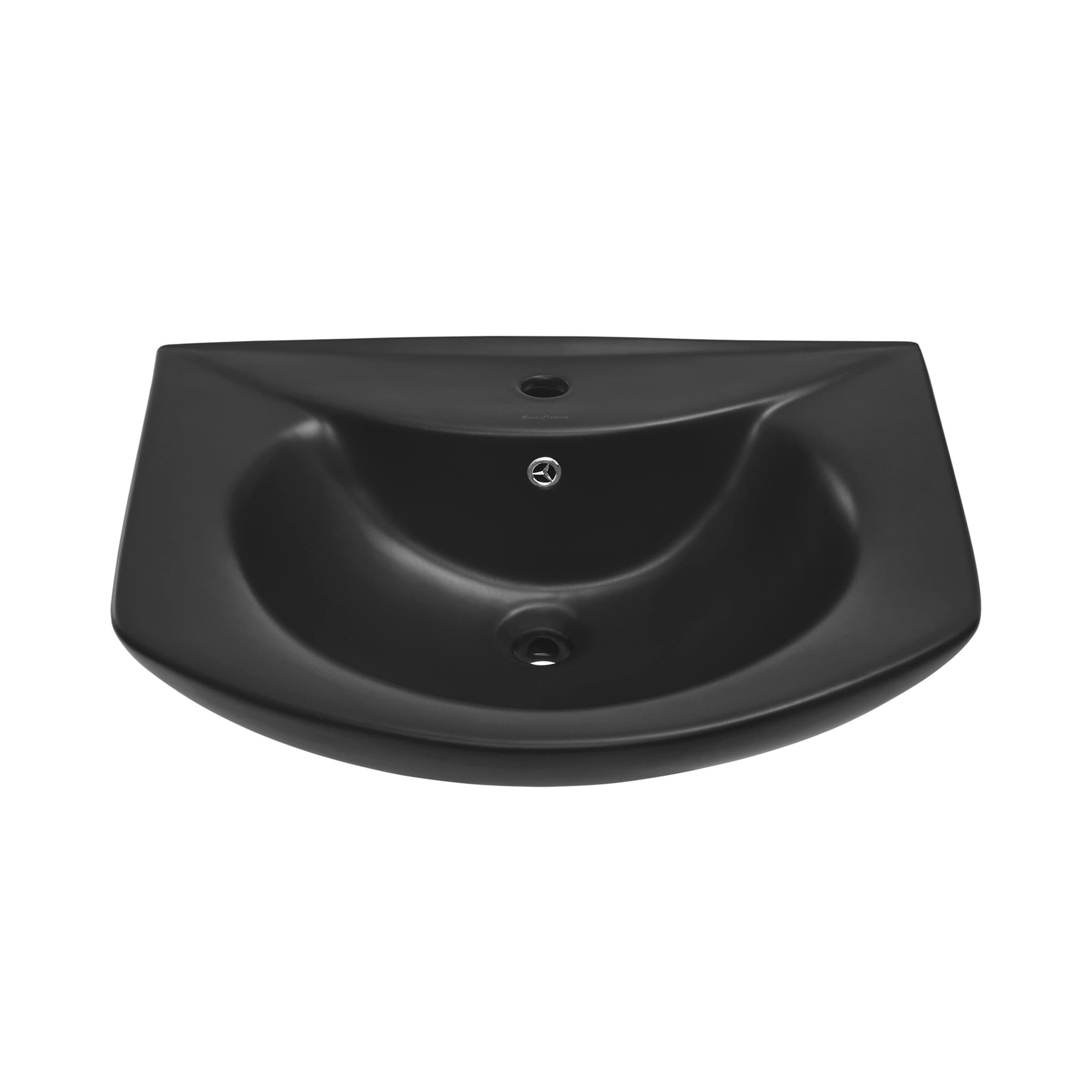Lavabo de pedestal negro mate moderno de cerámica Montparnasse de Swiss Madison (20.5 pulgadas x 26 pulgadas x 35.5 pulgadas) - SM-25-PSMPE04BK