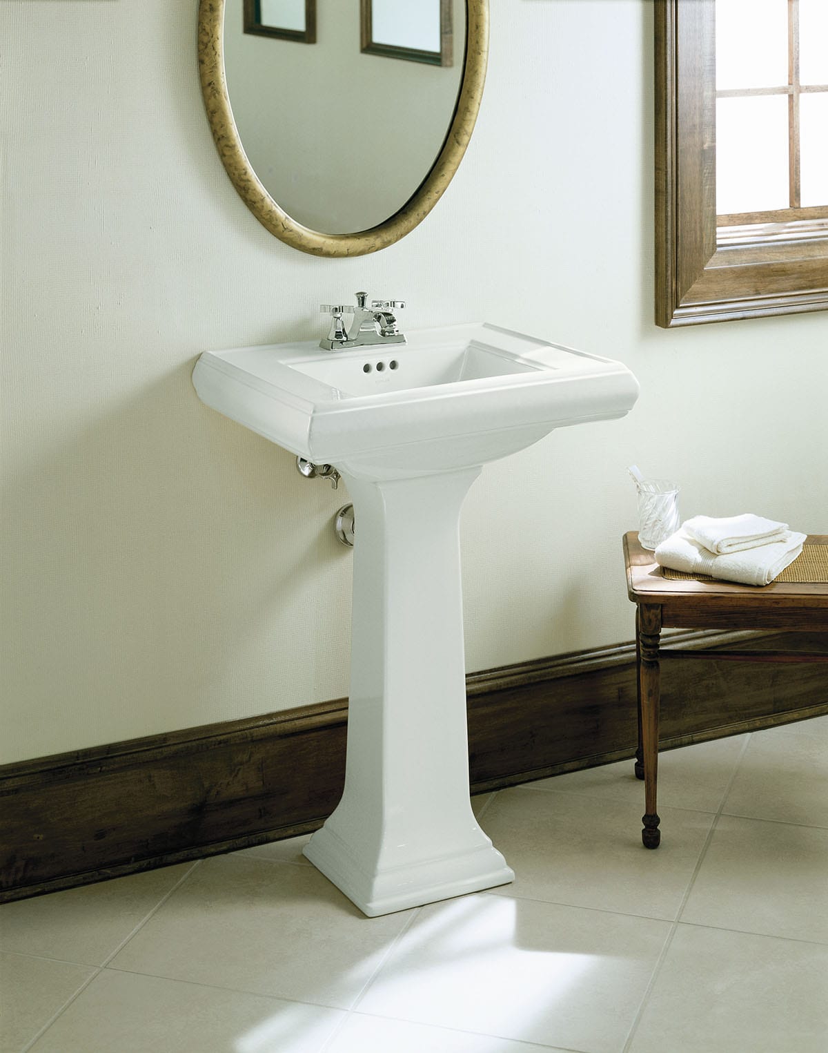 Top de lavabo de pedestal de porcelana KOHLER Memoirs Blanco (24 pulgadas x 11 pulgadas x 22.438 pulgadas) - 2239-4-0