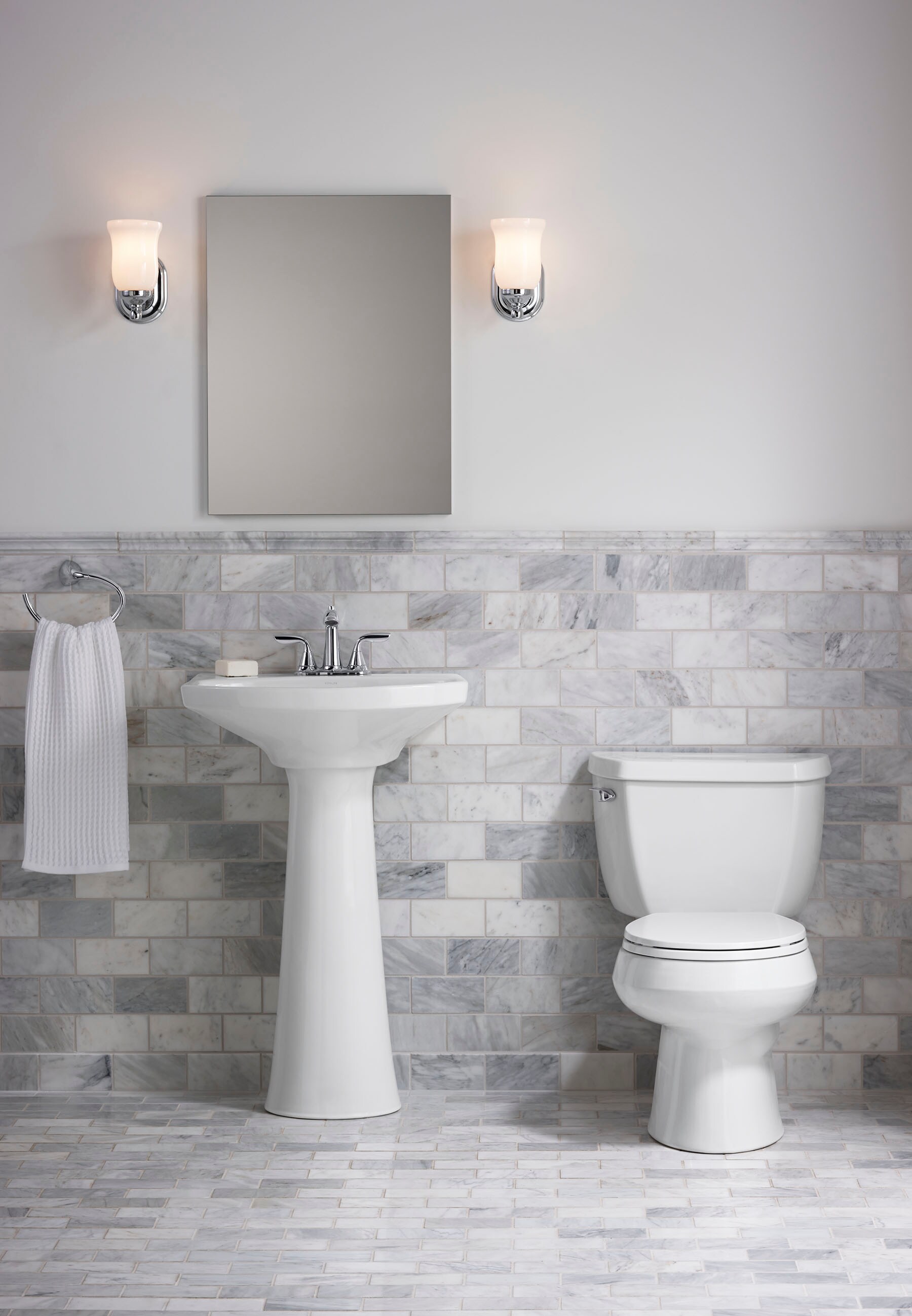 KOHLER Cimarron Vessel Vitreous China Blanco Combo de Lavabo sobre Pedestal (22.75 pulgadas x 73.5 pulgadas x 34.5 pulgadas) - 2362-4-0