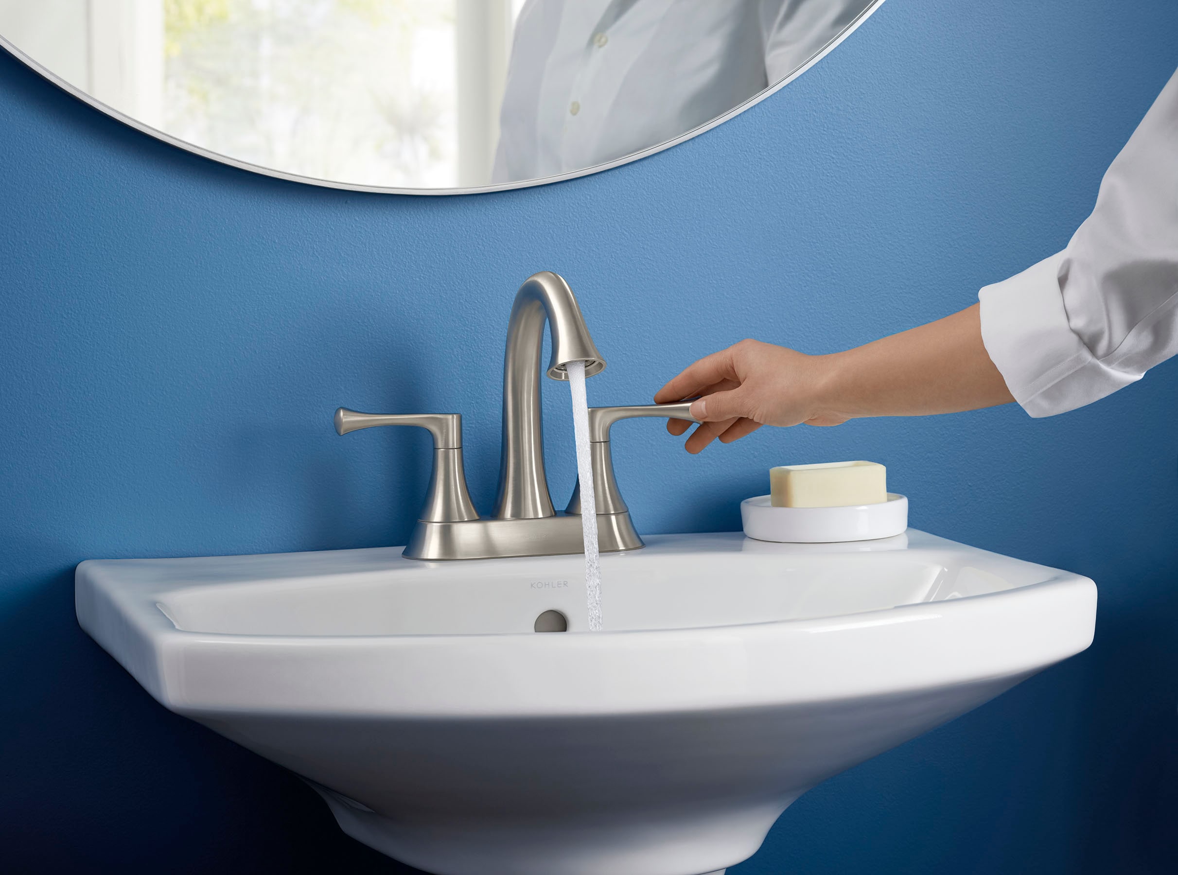 KOHLER Cimarron Vessel Vitreous China Blanco Combo de Lavabo sobre Pedestal (22.75 pulgadas x 73.5 pulgadas x 34.5 pulgadas) - 2362-4-0