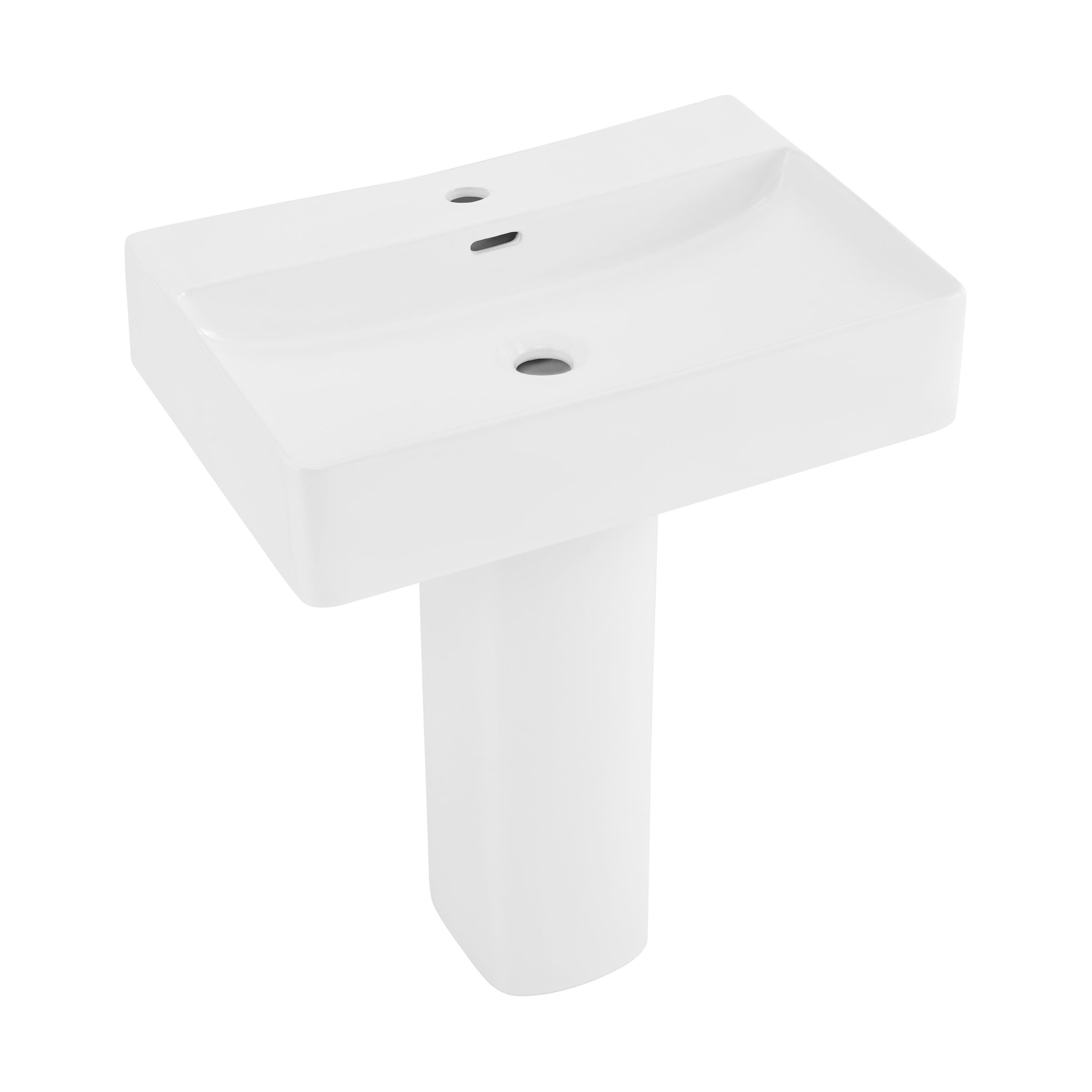 Swiss Madison Bastille - Combo de Lavabo de Pedestal Moderno de Cerámica Blanco Brillante (17 pulgadas x 24 pulgadas x 33.5 pulgadas) - SM-25-PSBAS03WH